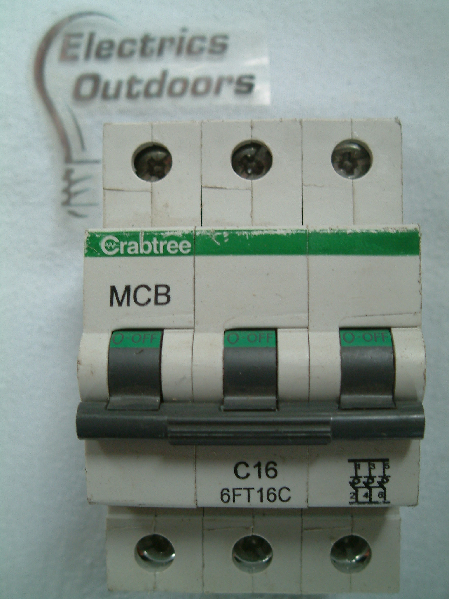 CRABTREE 16 AMP CURVE C 6kA MCB CIRCUIT BREAKER TRIPLE 3 POLE 6FT16C BS EN 60898