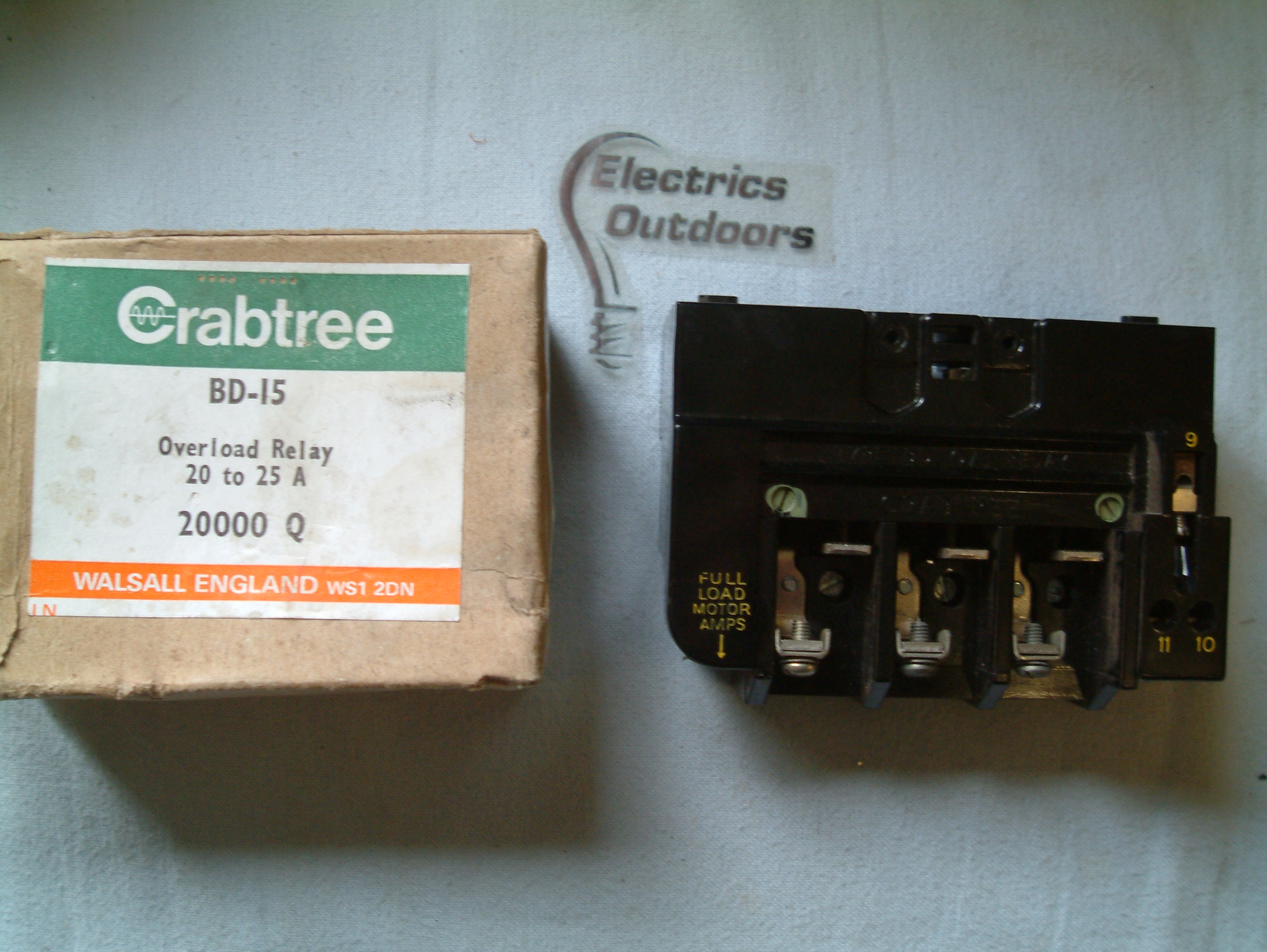 CRABTREE OVERLOAD RELAY 20 TO 25 AMP 20000 Q BD-15