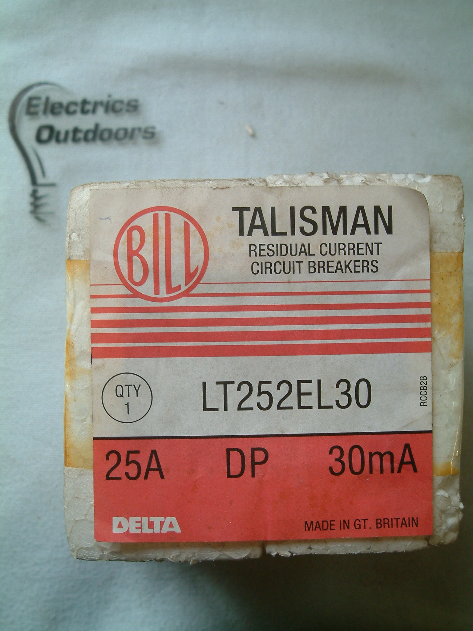 BILL 25 AMP 30mA DOUBLE POLE RCCB RCD LT252EL30 TALISMAN DELTA