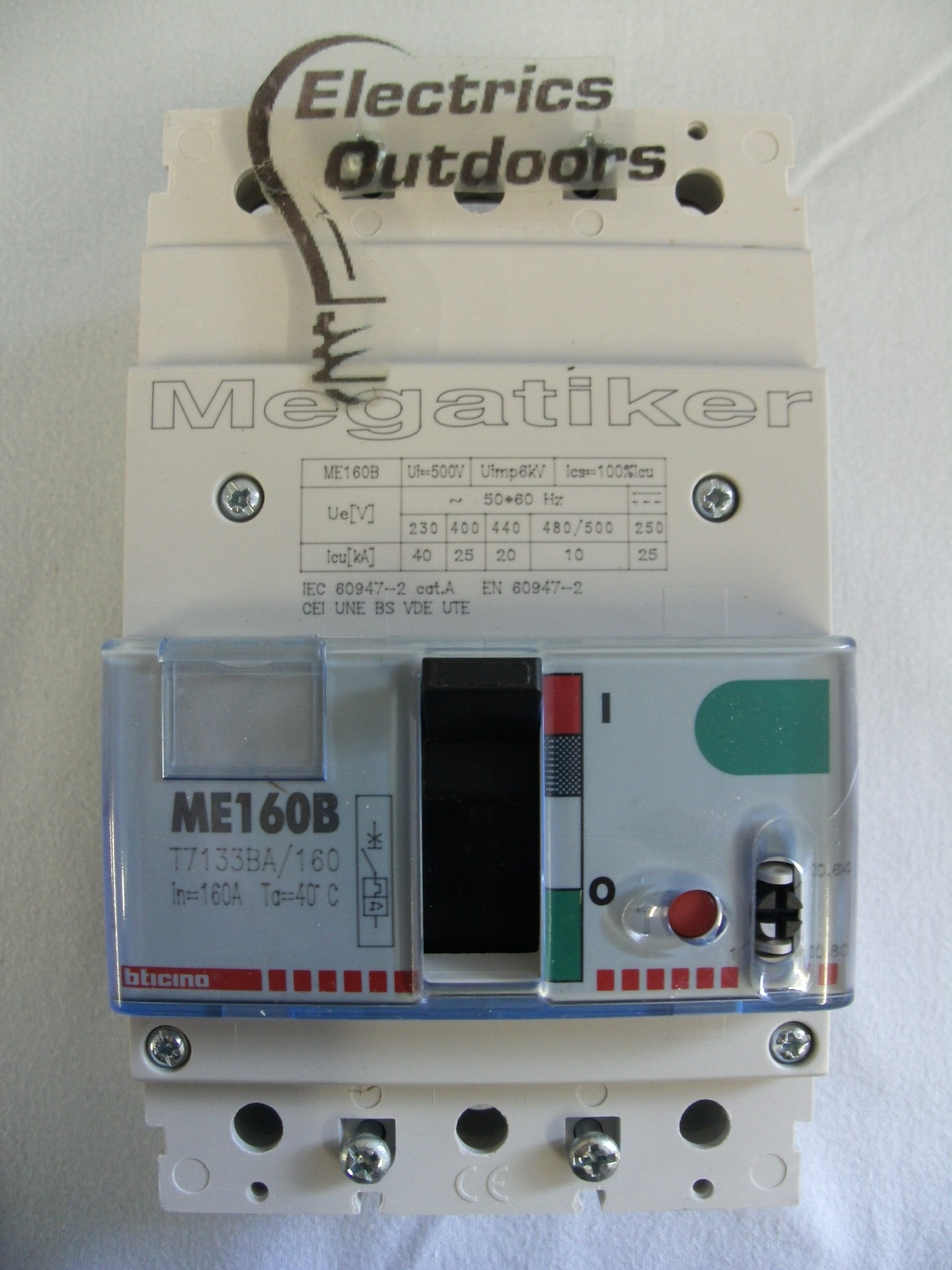 BTICINO 160 AMP 25kA TRIPLE POLE MCCB T7133BA/160 MEGATIKER ME160B