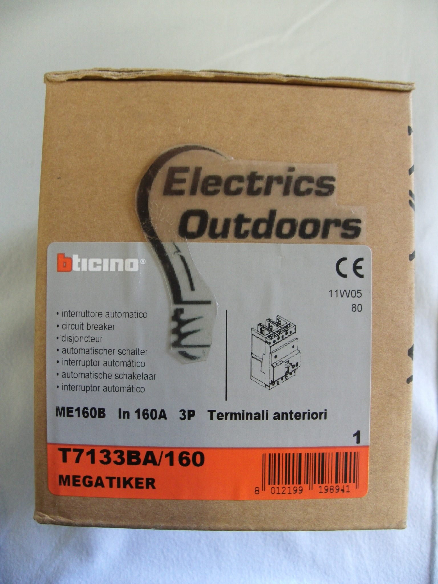BTICINO 160 AMP 25kA TRIPLE POLE MCCB T7133BA/160 MEGATIKER ME160B