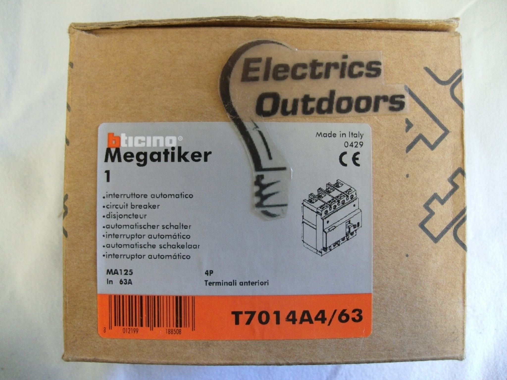 BTICINO 63 AMP 16kA FOUR POLE MCCB MEGATIKER MA125 T7014A4/63 HAGER HN125