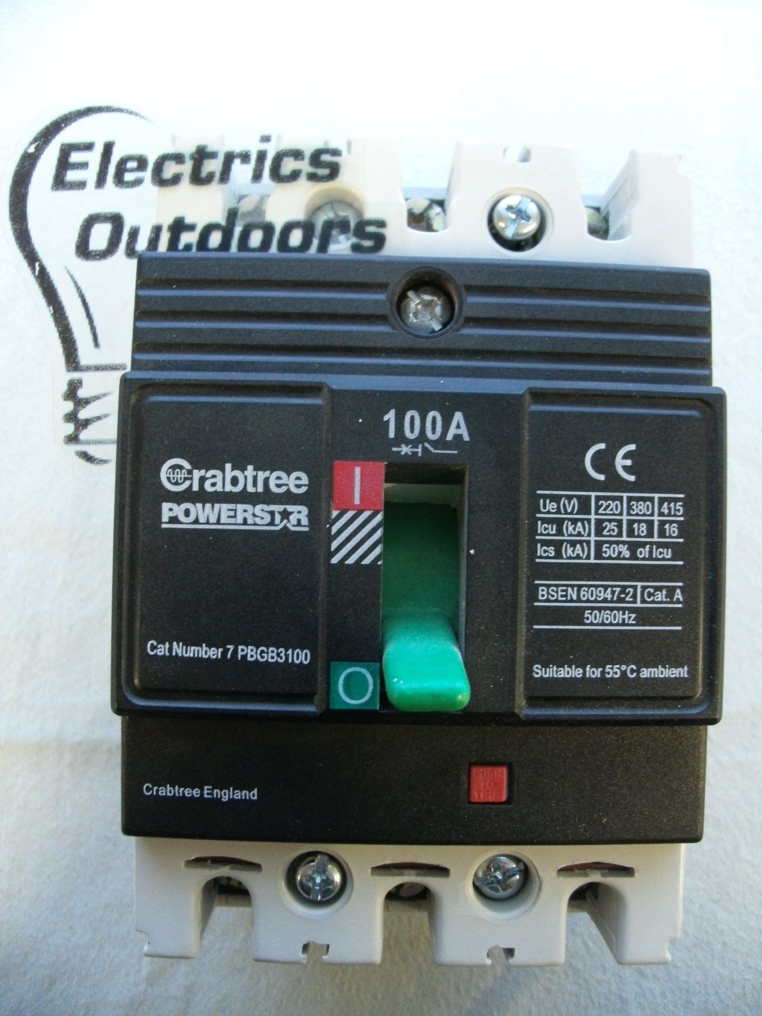 CRABTREE 100 AMP 16kA TRIPLE POLE MCCB 415V POWERSTAR 7PBGB3100 BS EN 60947
