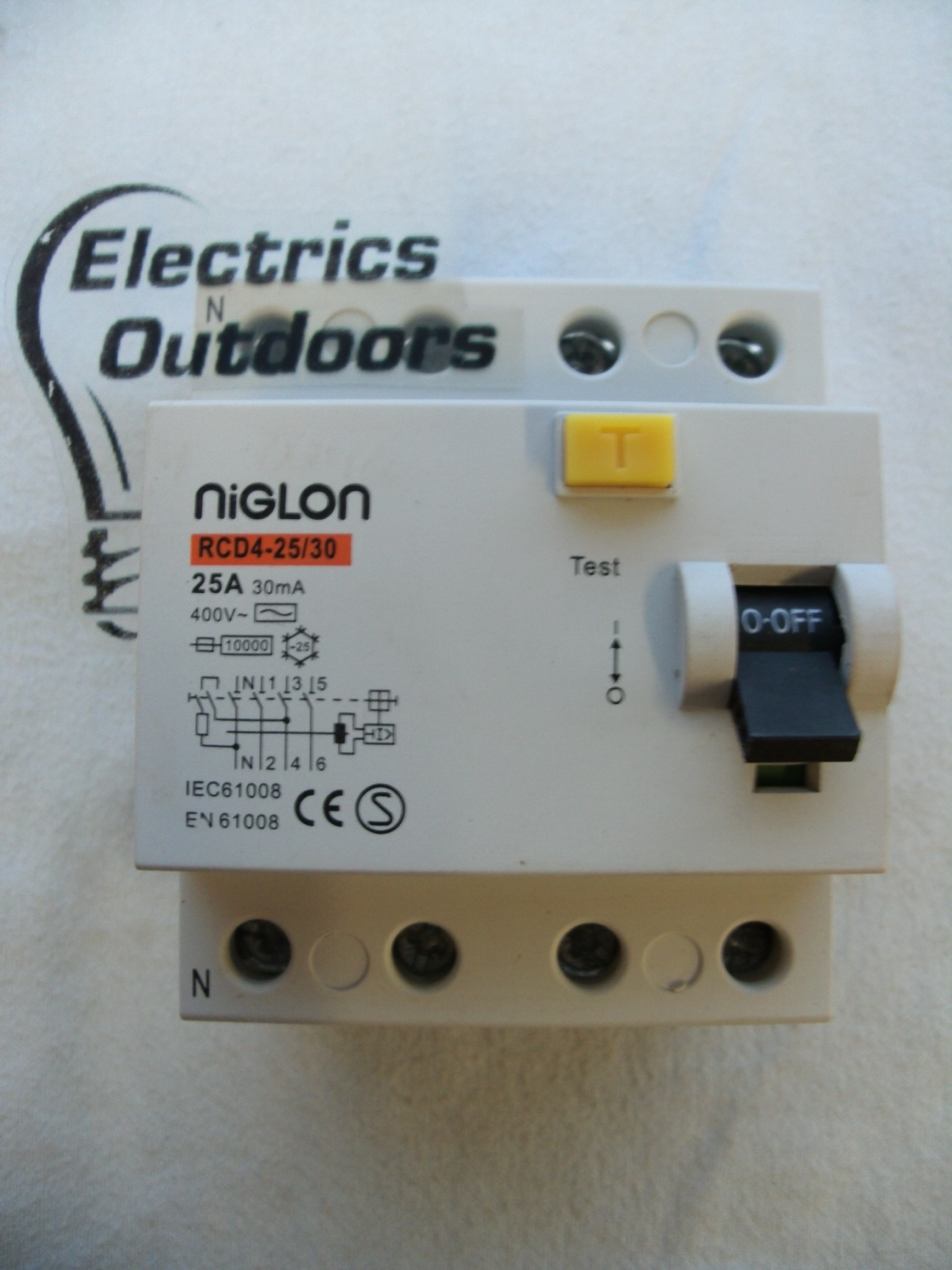 NIGLON 25 AMP 30mA FOUR POLE RCD RCCB TYPE AC RCD4-25/30
