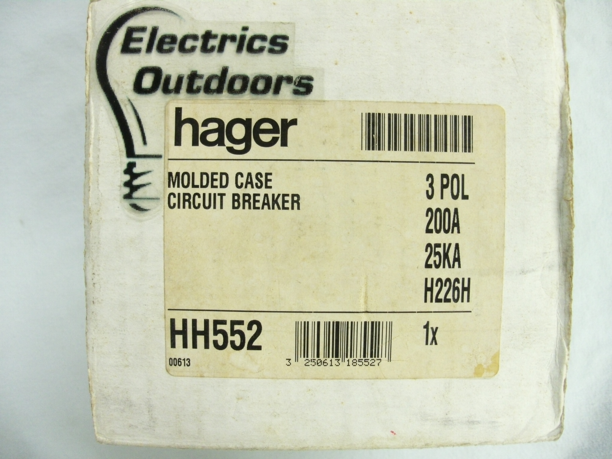 HAGER 200 AMP 25kA TRIPLE POLE MCCB HH552 H226H