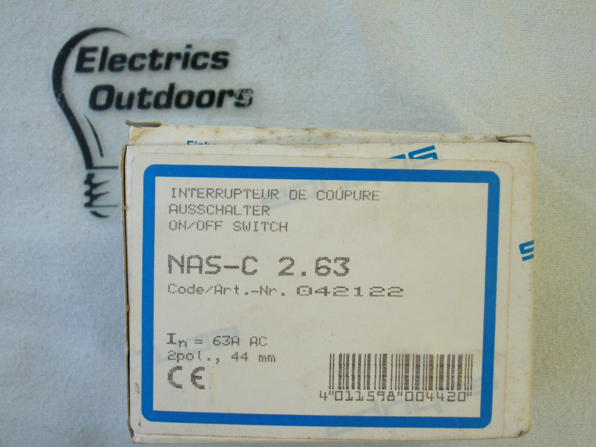SCHUPA 63 AMP DOUBLE POLE MAIN SWITCH DISCONNECTOR NAS-C2.63 042122