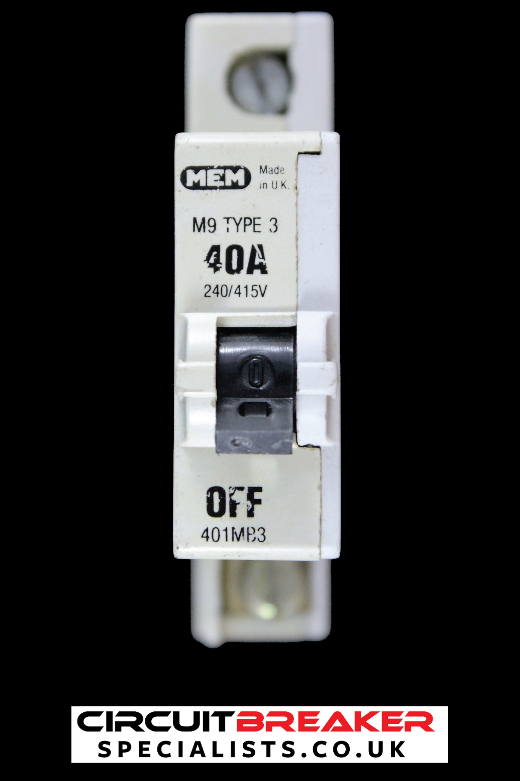 MEM 40 AMP TYPE 3 M9 MCB CIRCUIT BREAKER 401MB3 GREY