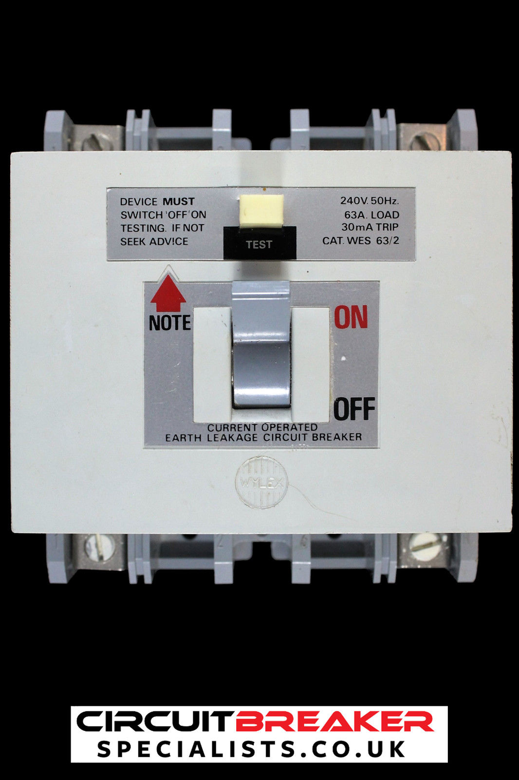 WYLEX 63 AMP 30mA DOUBLE POLE ELCB RCCB RCD WES 63/2