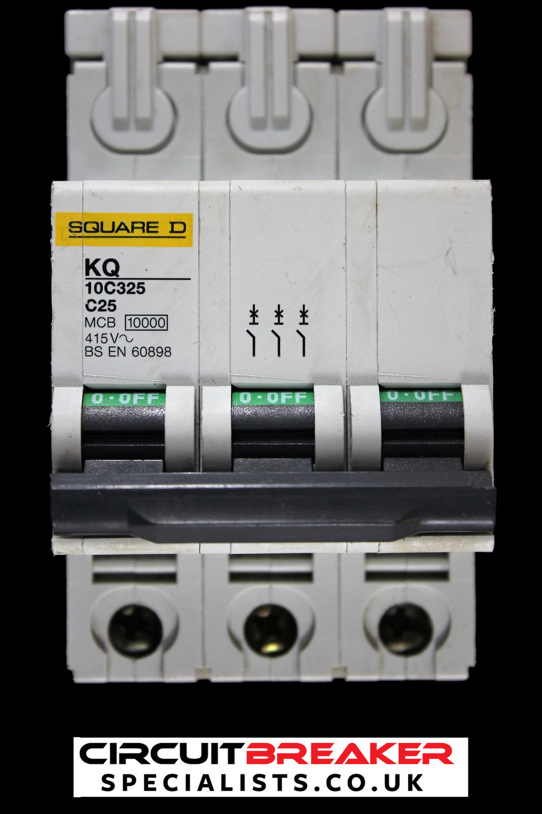 SQUARE D 25 AMP CURVE C 10kA TRIPLE POLE MCB CIRCUIT BREAKER KQ 10C325