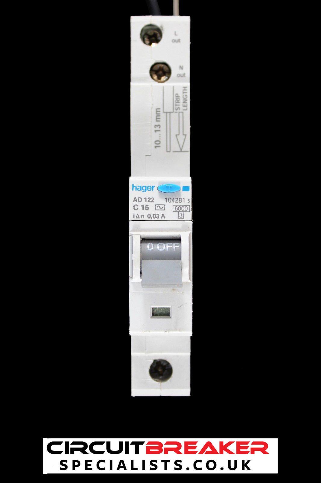 HAGER 16 AMP CURVE C 6kA 30mA RCBO TYPE AC AD122 104281