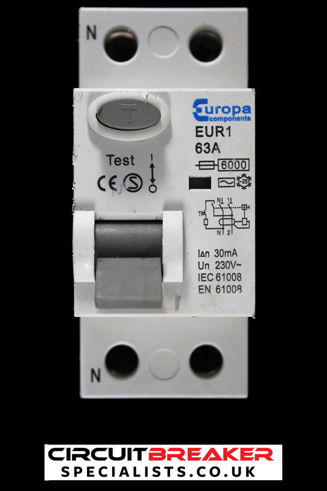 EUROPA 63 AMP 30mA DOUBLE POLE RCD EUR1