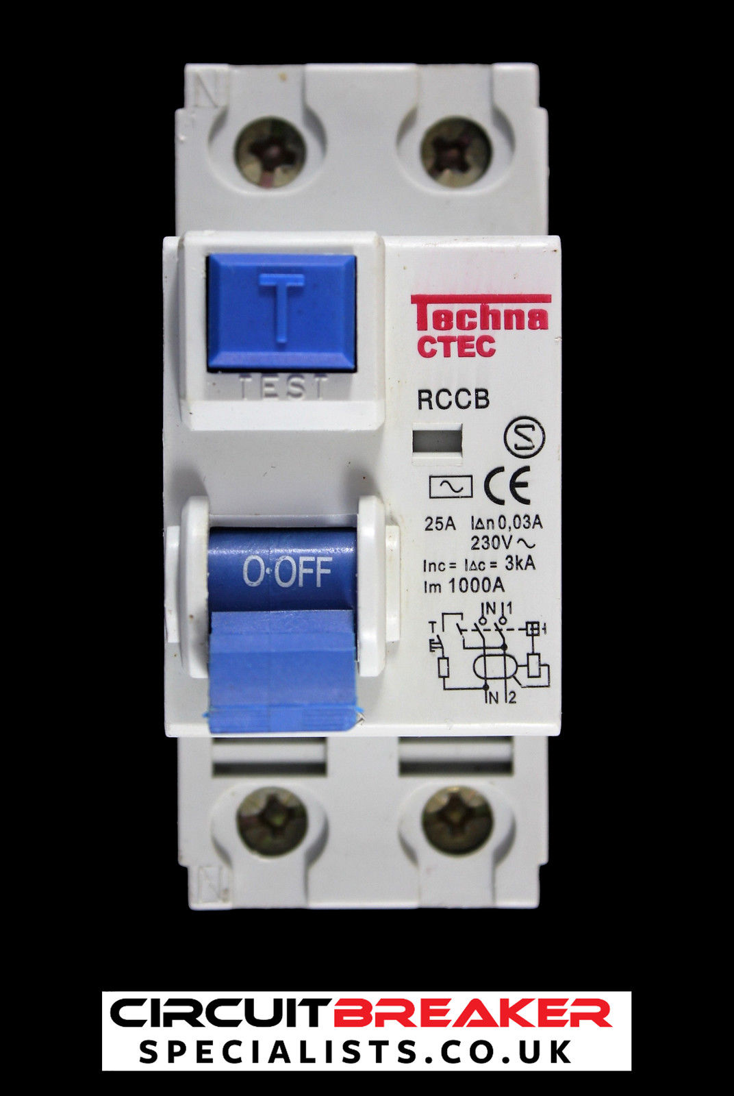 TECHNA 25 AMP 30mA DOUBLE POLE RCCB RCD TYPE AC CTEC CTEC-225-030