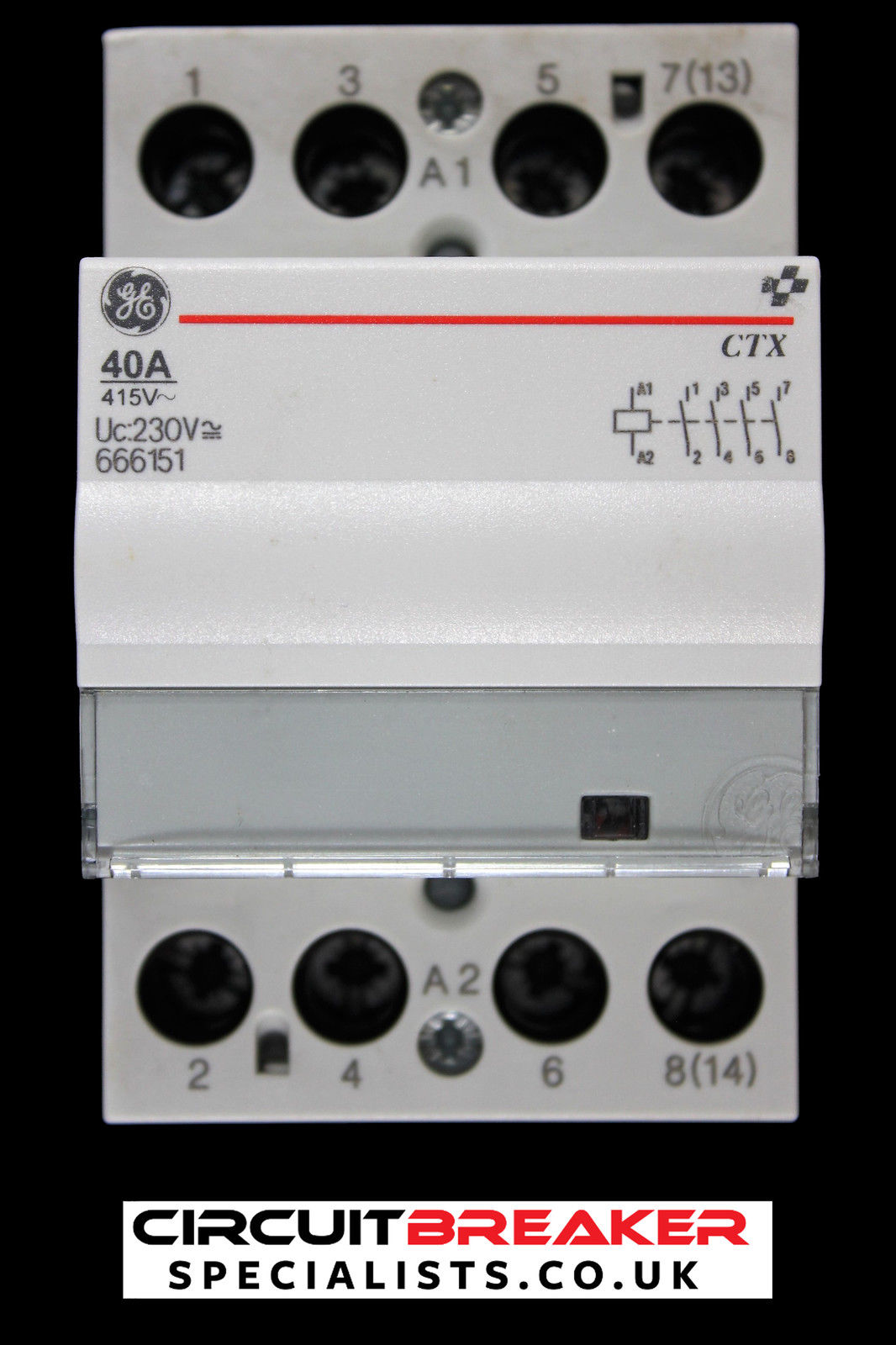 GENERAL ELECTRIC 40 AMP FOUR POLE NO CONTACTOR 230V AC DC COIL 666151