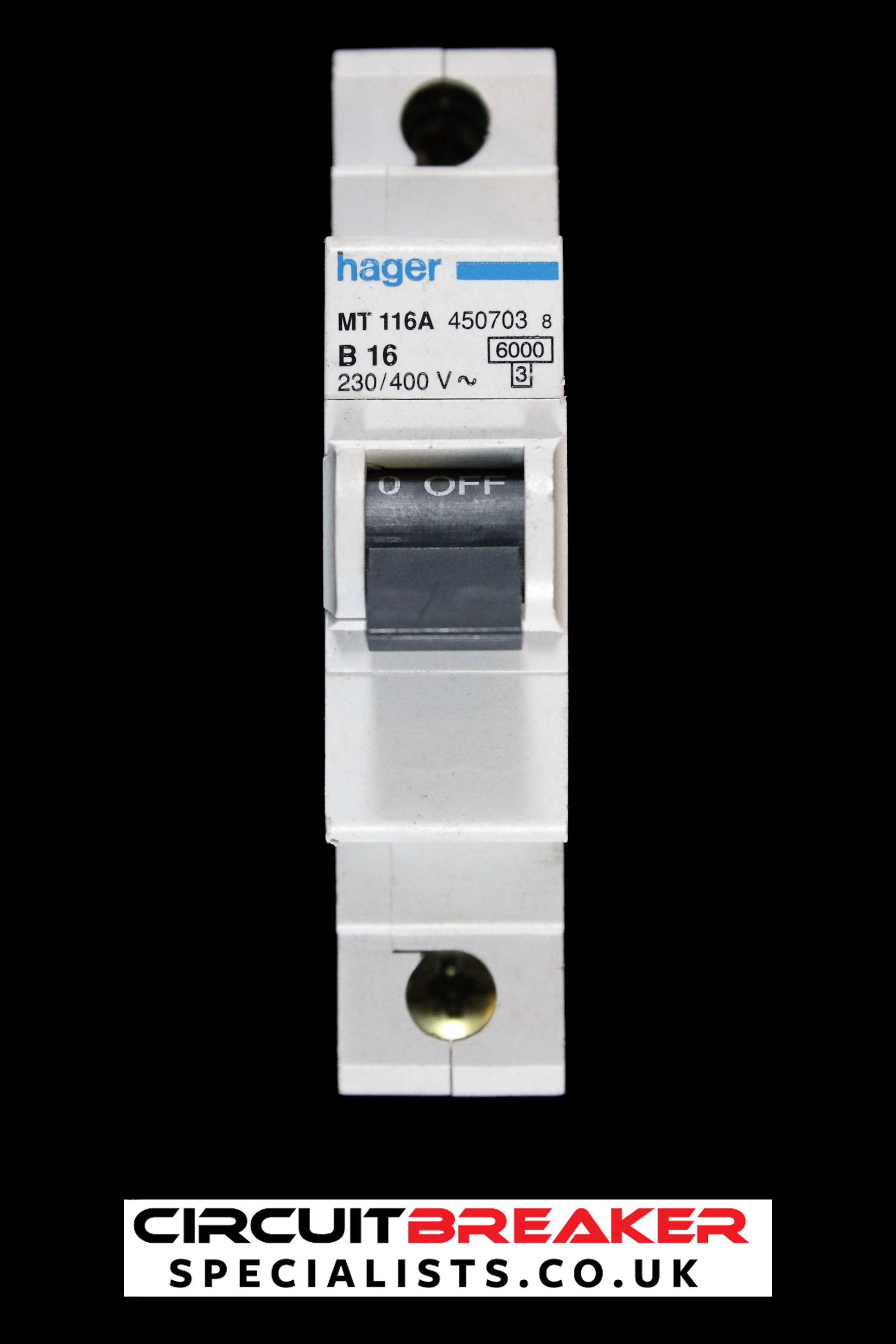 HAGER 16 AMP CURVE B 6kA MCB CIRCUIT BREAKER MT116A