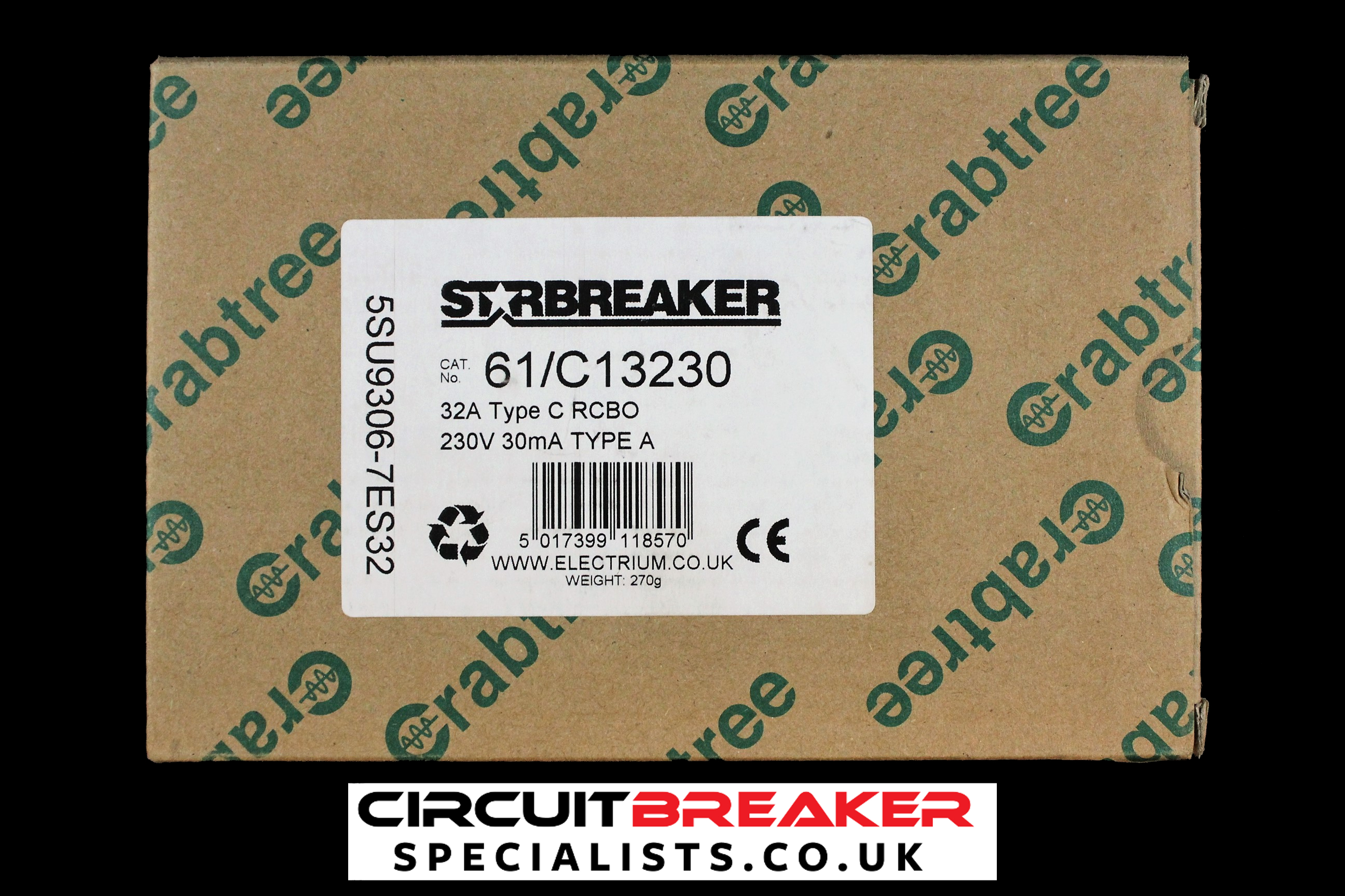 CRABTREE 32 AMP CURVE C 6kA 30mA RCBO TYPE A STARBREAKER 61/C13230