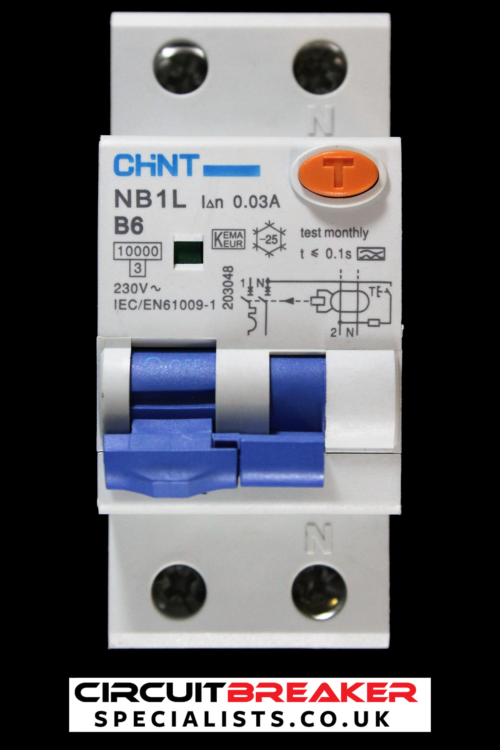CHINT 6 AMP CURVE B 10kA 30mA DOUBLE POLE RCBO RCD MCB NB1L 203048