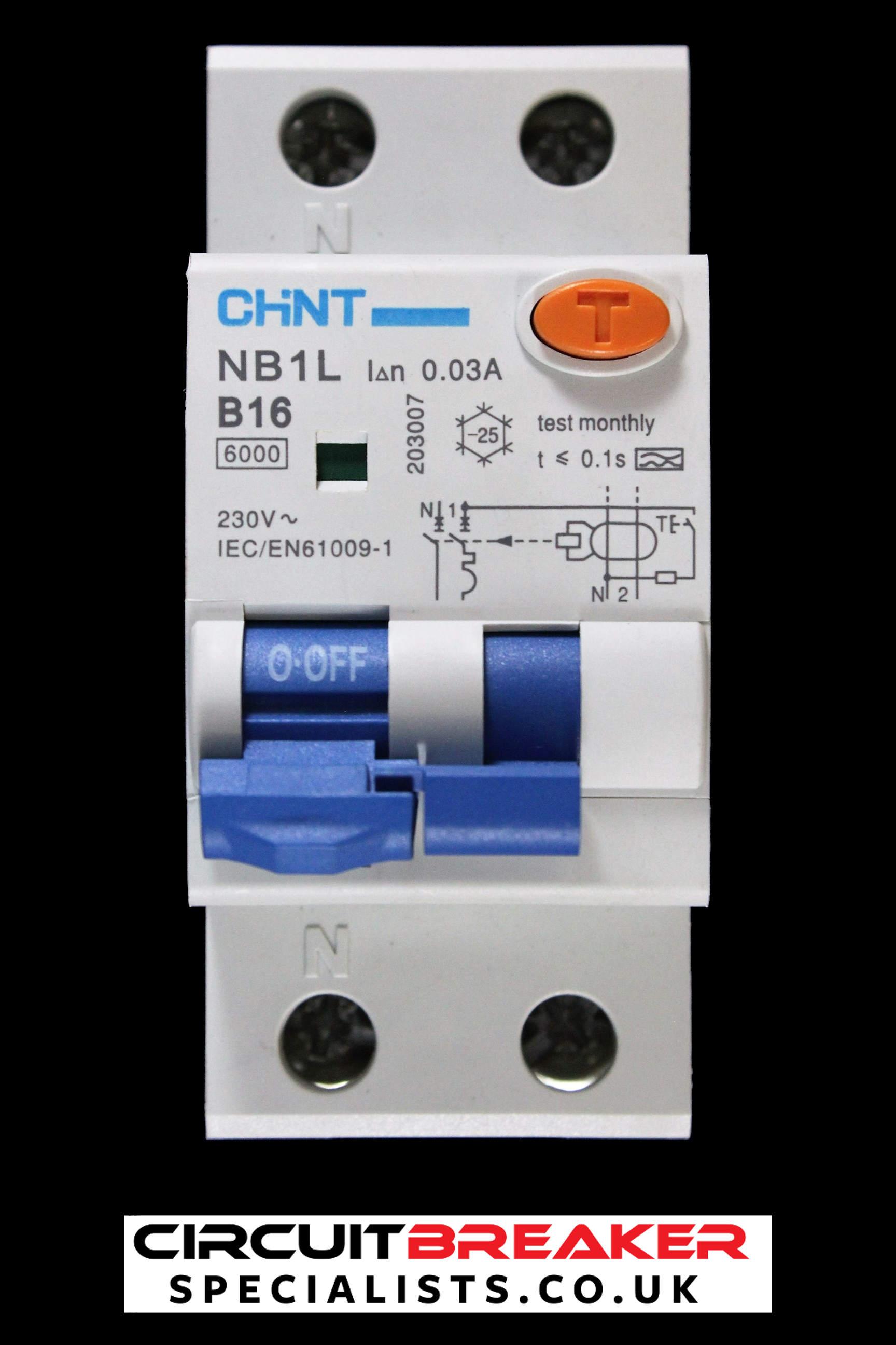 CHINT 16 AMP CURVE B 10kA 30mA DOUBLE POLE RCBO RCD MCB NB1L 203007