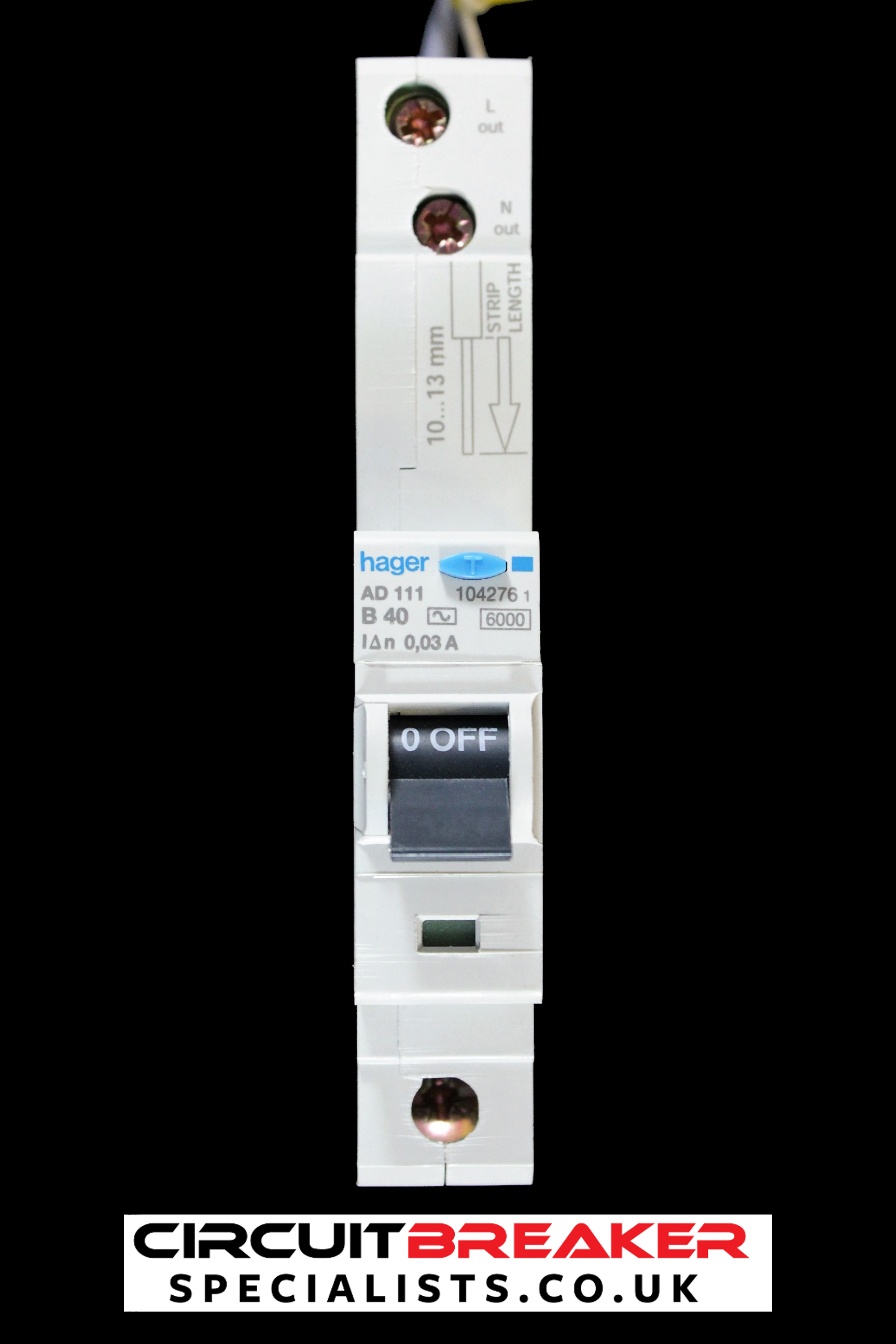 HAGER 40 AMP CURVE B 6kA 30mA RCBO RCD MCB 104276 AD111