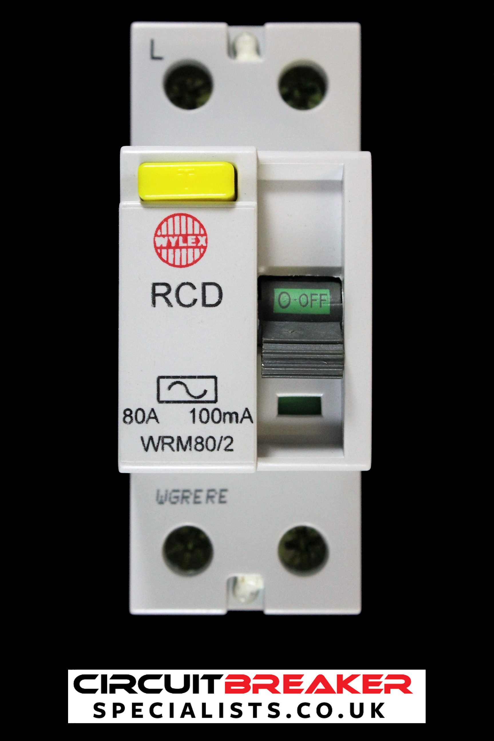 WYLEX 80 AMP 100mA DOUBLE POLE RCD TYPE AC WRM80/2