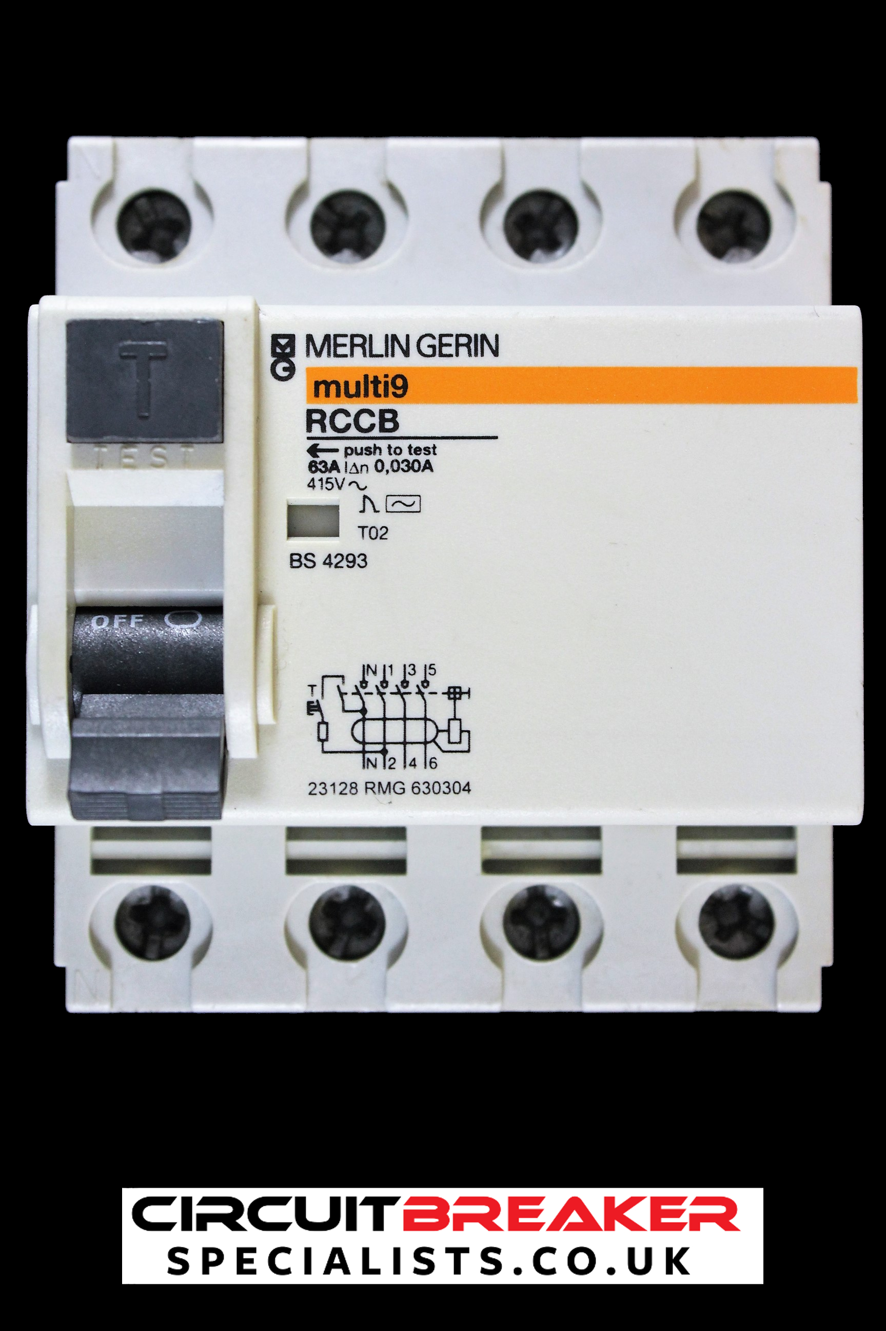 MERLIN GERIN 63 AMP 30mA FOUR POLE RCCB RCD TYPE AC 23128 RMG 630304