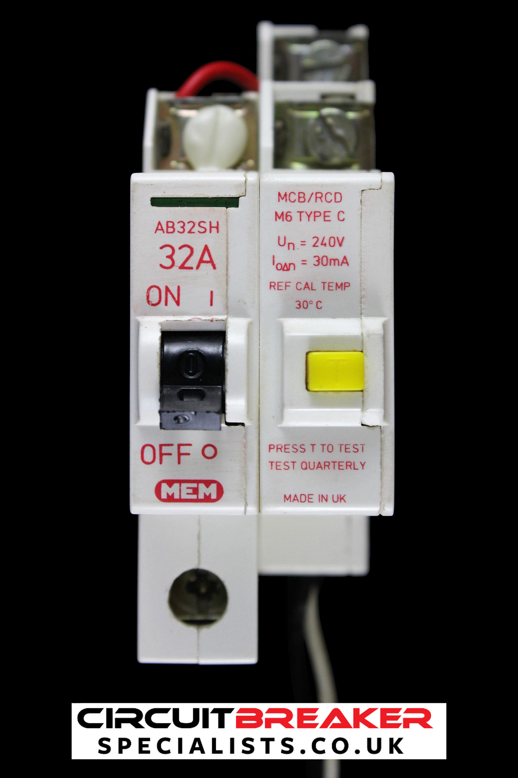 MEM 32 AMP CURVE C M6 30mA DOUBLE POLE RCBO AB32SH