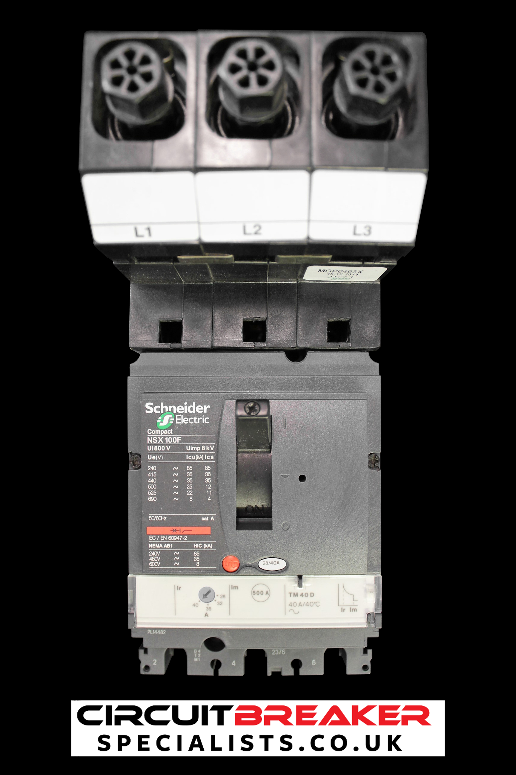 SCHNEIDER 40 AMP 36kA TRIPLE POLE MCCB NSX100F MGP0403X TM40D