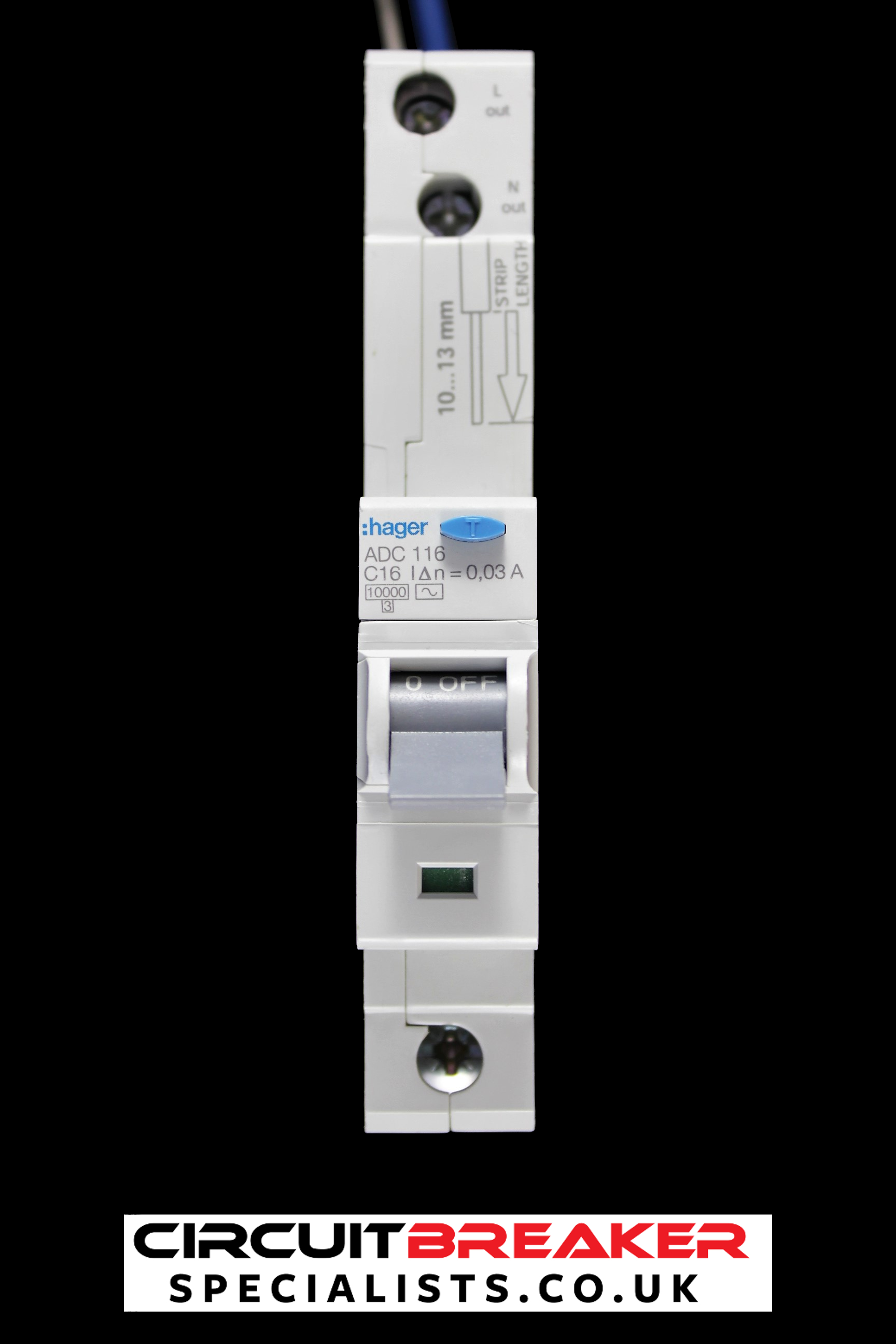 HAGER C 16 RCBO 10kA 30mA TYPE AC 106757 ADC116