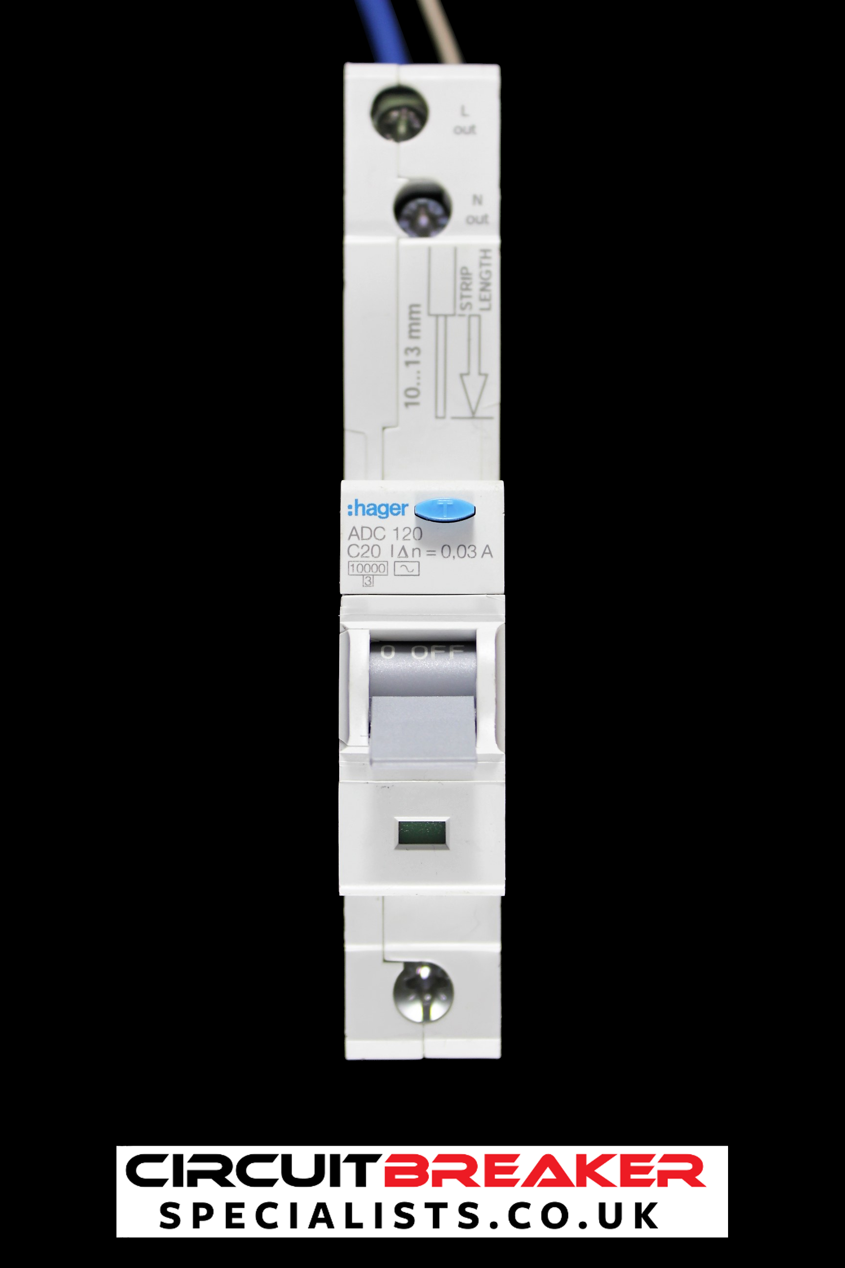 HAGER 20 AMP CURVE C 10kA 30mA RCBO TYPE AC ADC120 106758