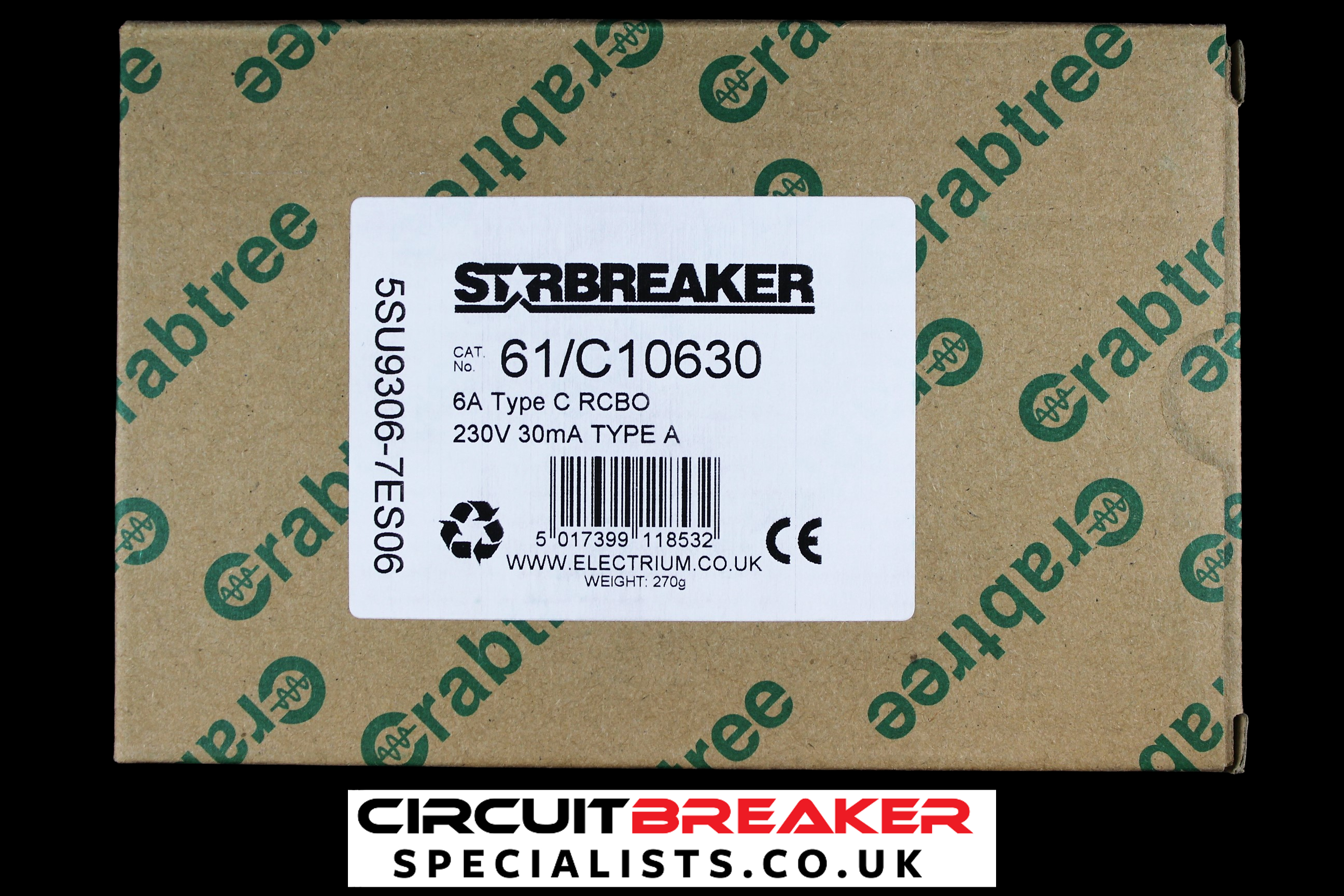 CRABTREE 6 AMP CURVE C 6kA 30mA RCBO TYPE A STARBREAKER 61/C10630