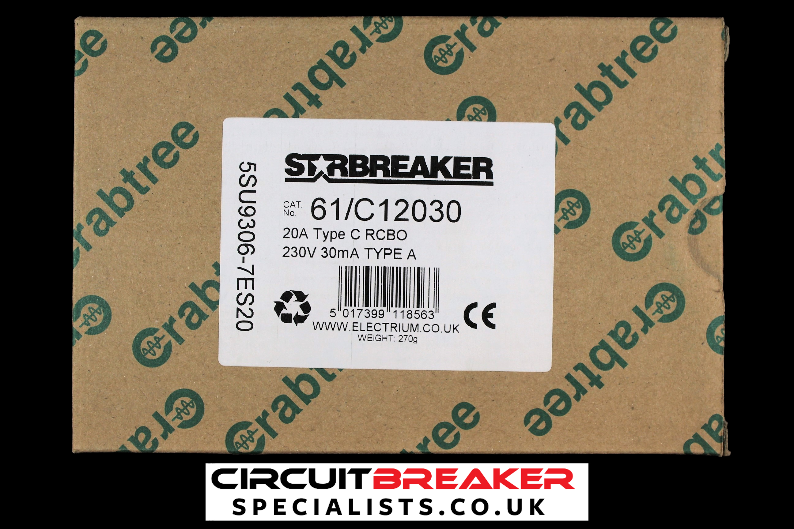 CRABTREE 20 AMP CURVE C 6kA 30mA RCBO TYPE A STARBREAKER 61/C12030 WC