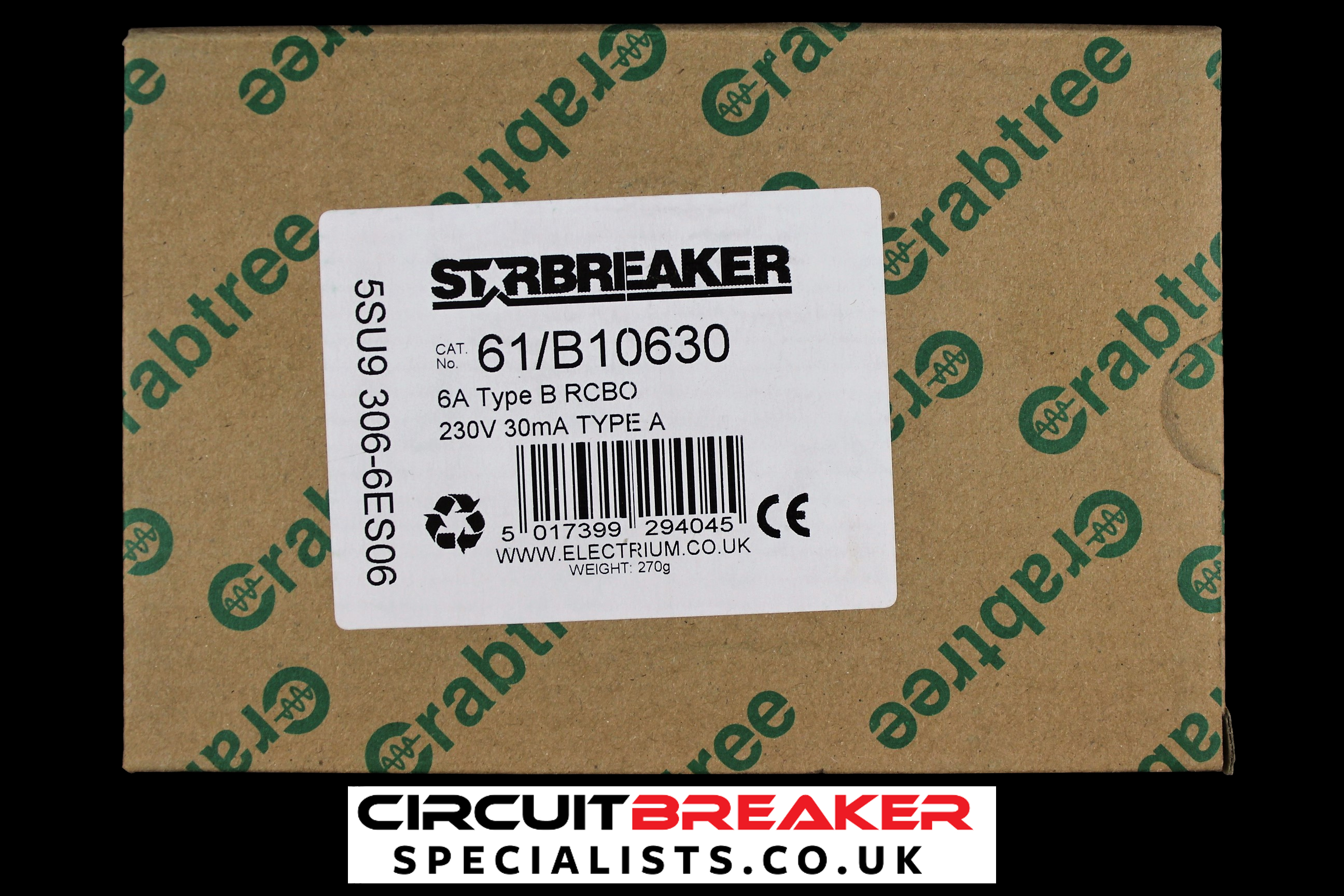 CRABTREE 6 AMP CURVE B 6kA 30mA RCBO RCD MCB TYPE A STARBREAKER 61/B10630