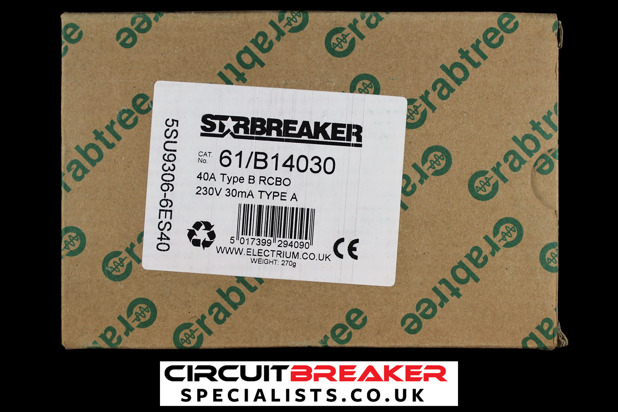 CRABTREE 40 AMP CURVE B 6kA 30mA RCBO TYPE A 61/B14030 STARBREAKER