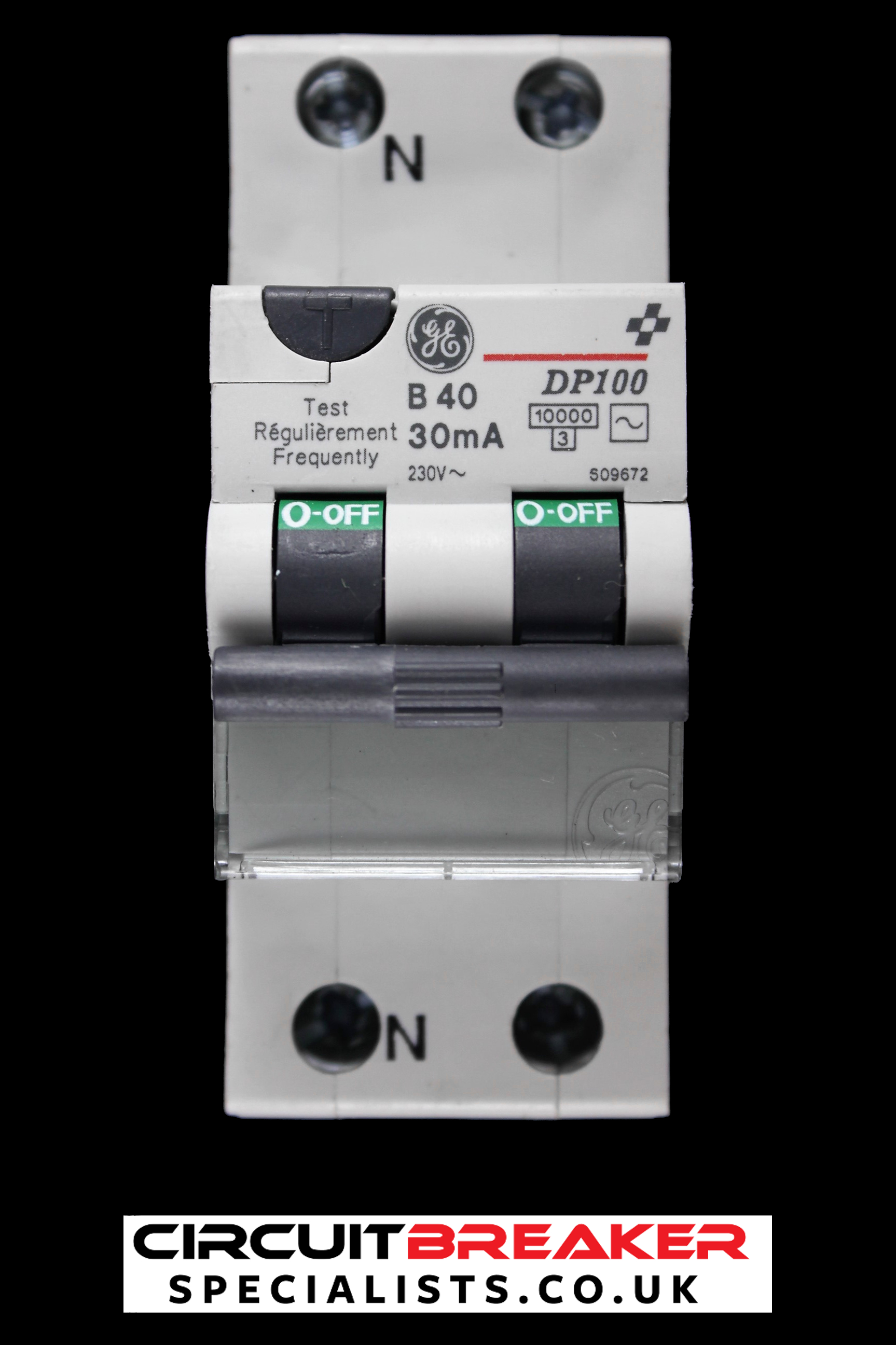 GENERAL ELECTRIC 40 AMP CURVE B 10kA 30mA DOUBLE POLE RCBO TYPE AC DP100 609672
