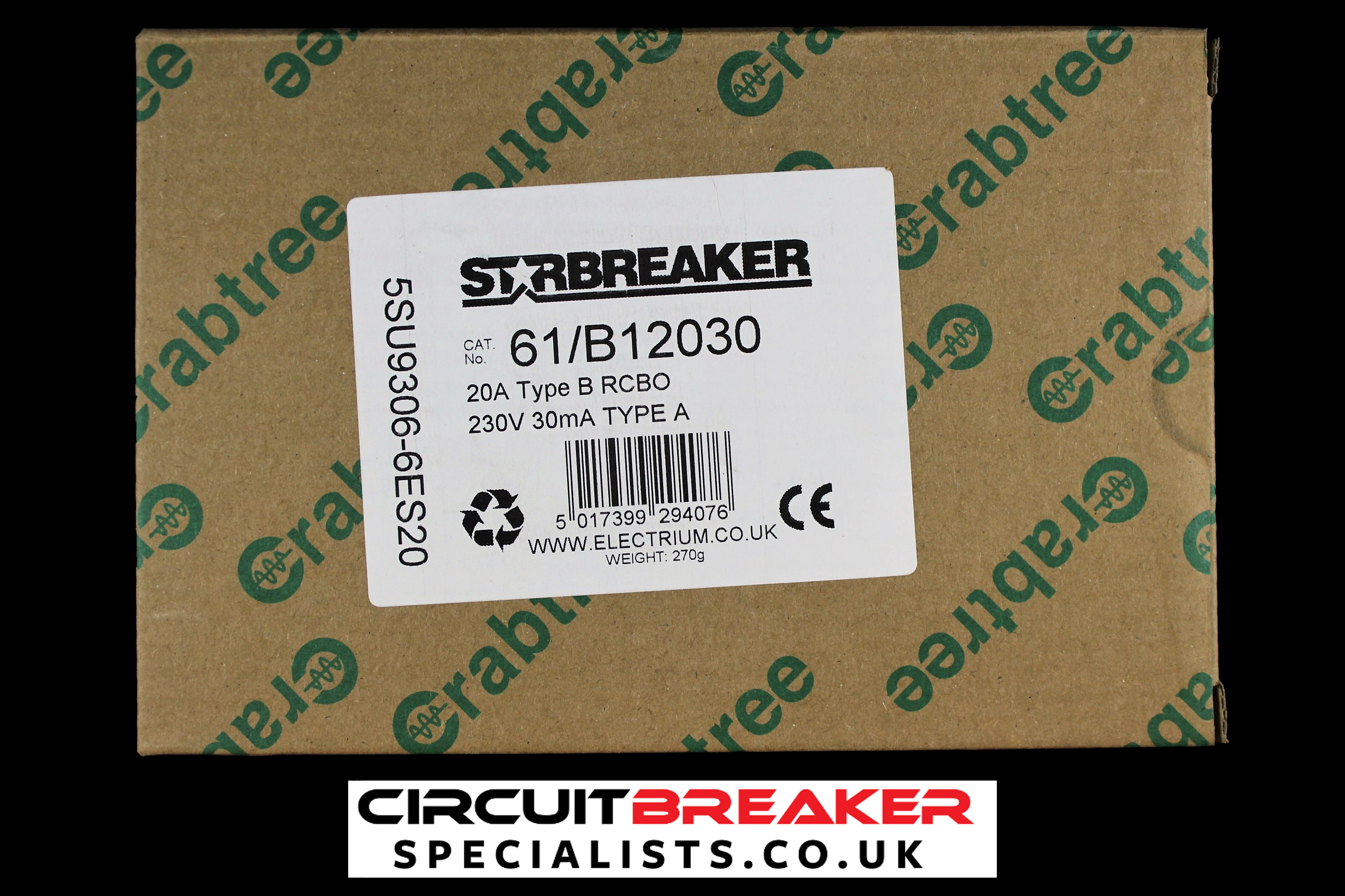 CRABTREE 20 AMP CURVE B 6kA 30mA RCBO TYPE A 61/B12030 STARBREAKER