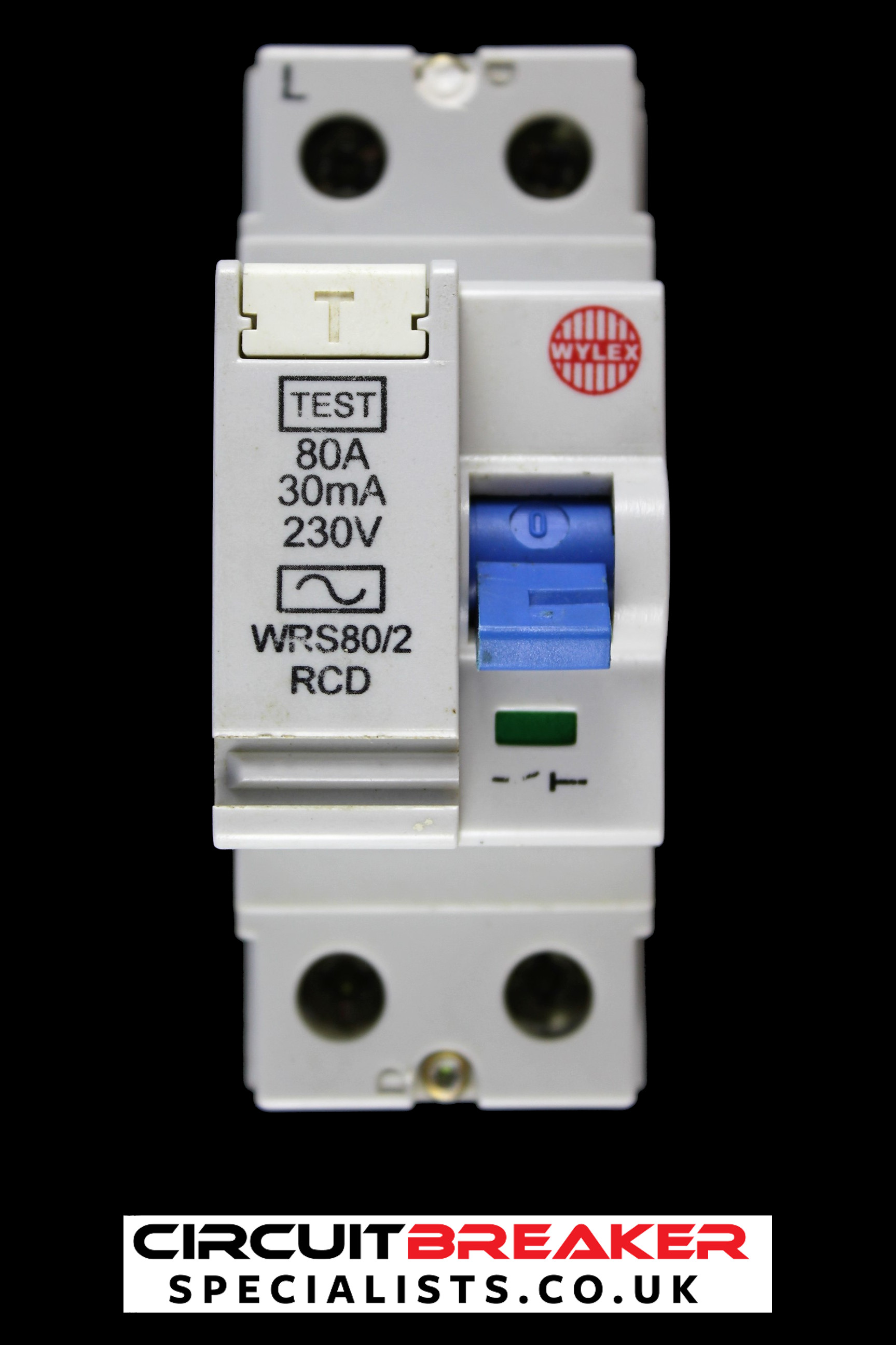 WYLEX 80 AMP 30mA DOUBLE POLE RCD TYPE AC WRS80/2 RED