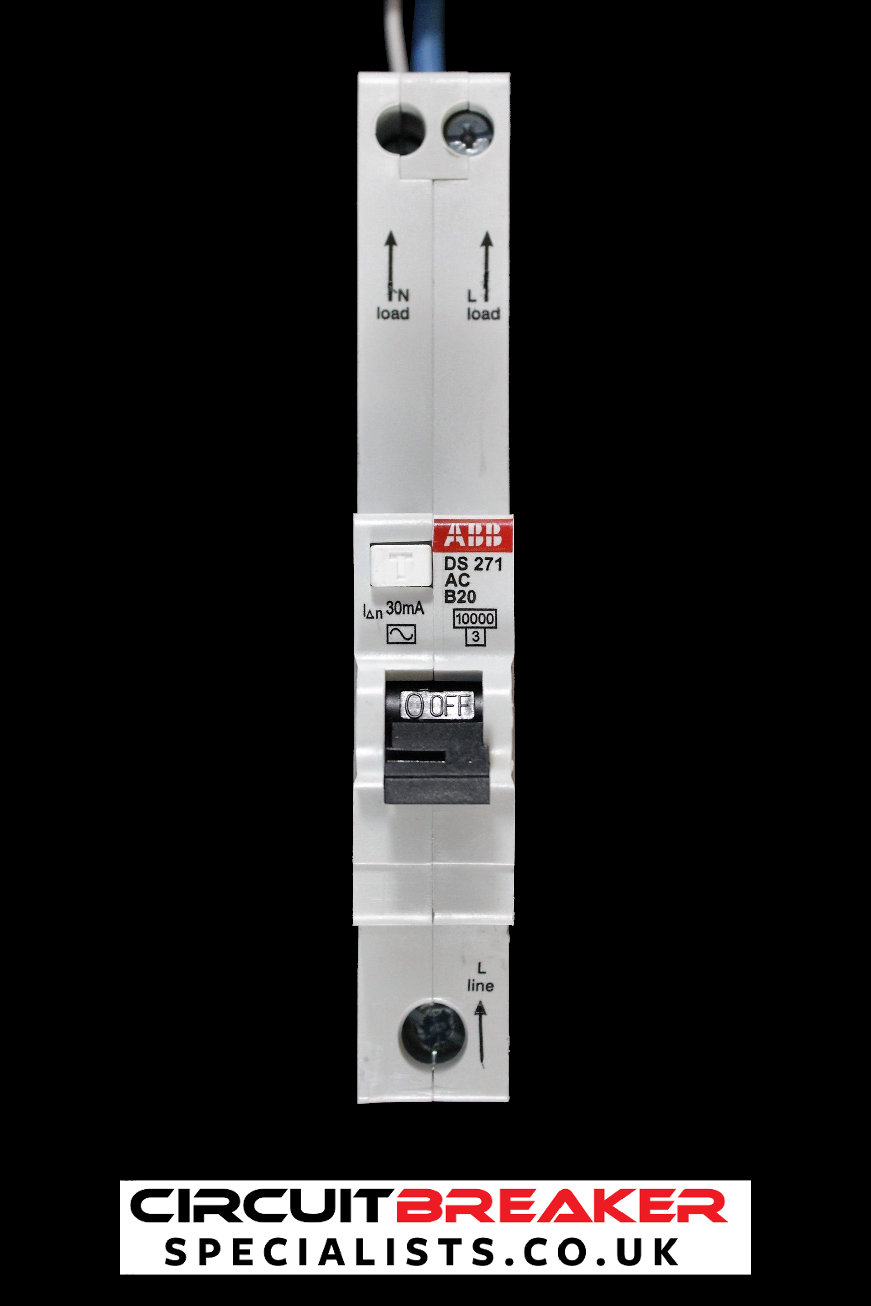 ABB 20 AMP CURVE B 10kA 30mA RCBO TYPE AC DS271 AC-B20/0.03