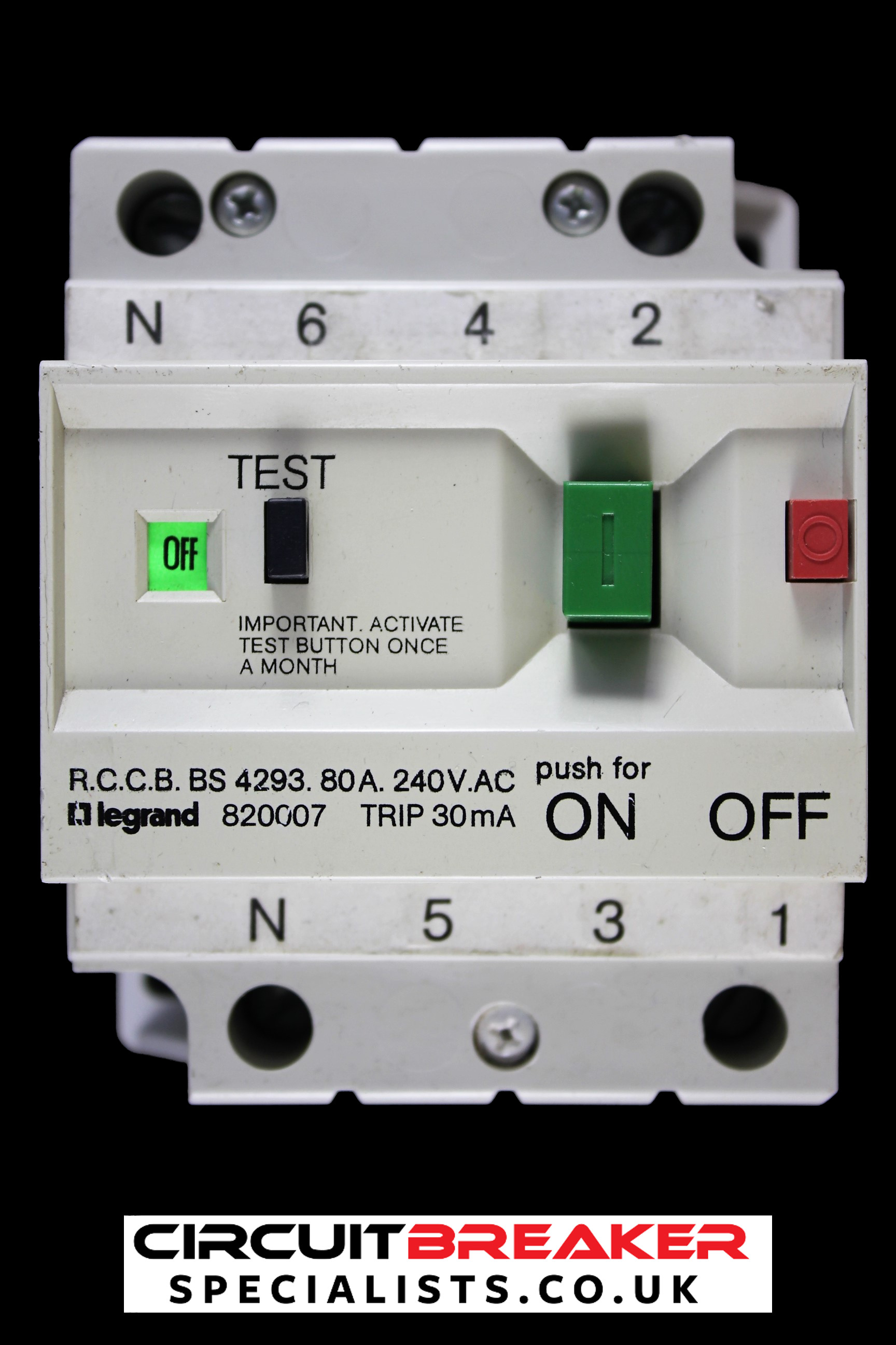LEGRAND 80 AMP 30mA DOUBLE POLE RCCB RCD 820007