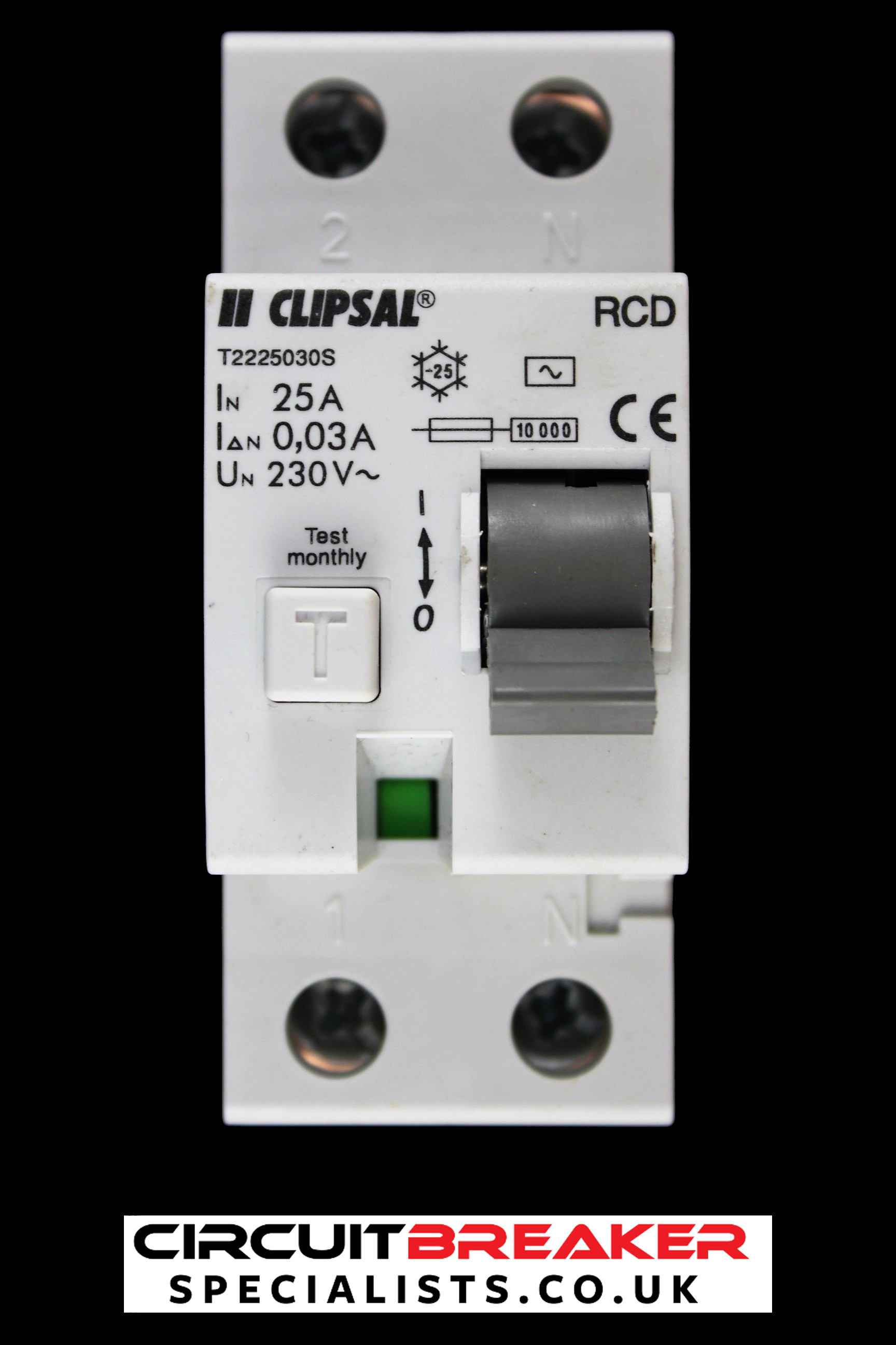 CLIPSAL 25 AMP 30mA DOUBLE POLE RCD TYPE AC T2225030S
