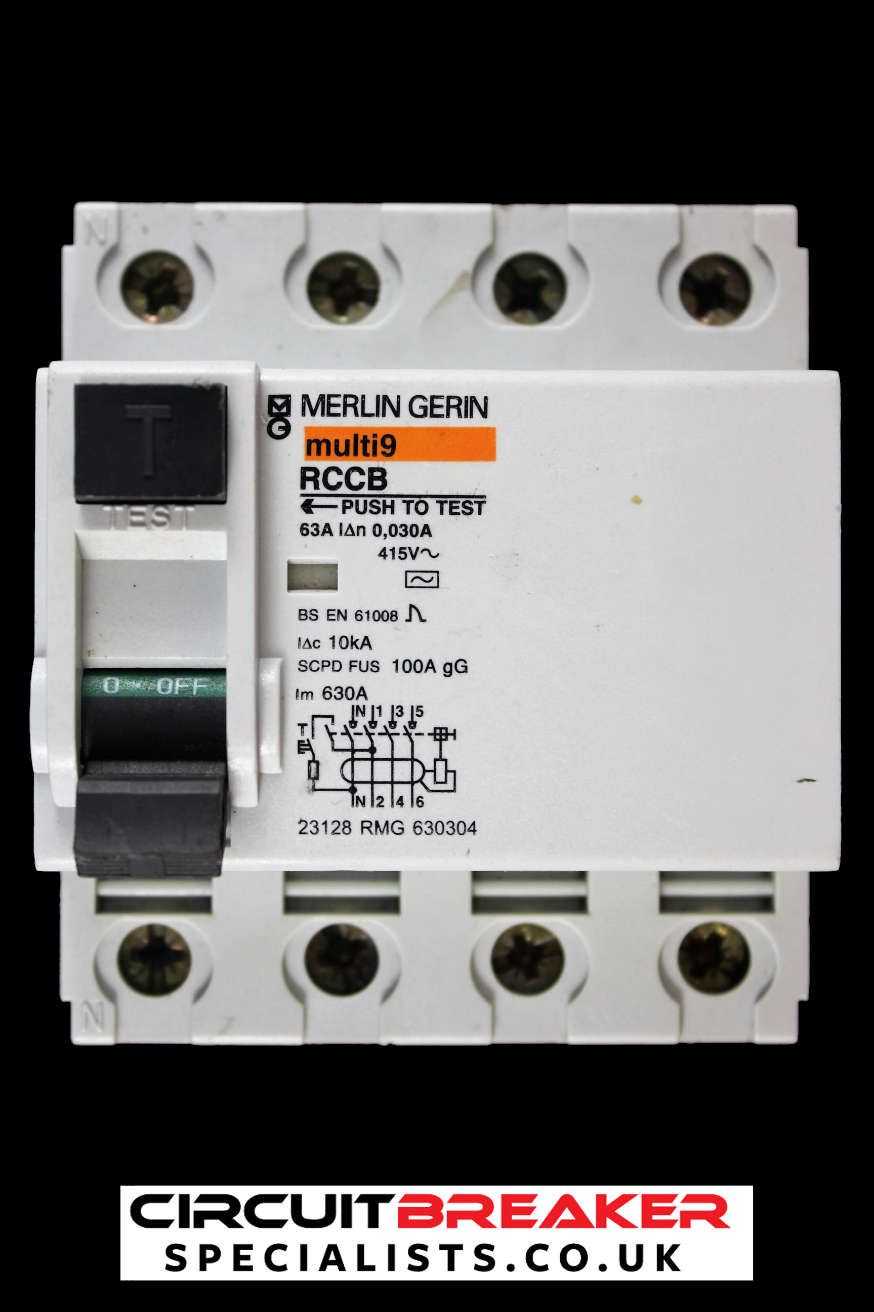 MERLIN GERIN 63 AMP 10kA 30mA FOUR POLE RCCB RCD TYPE AC 23128 RMG 630304