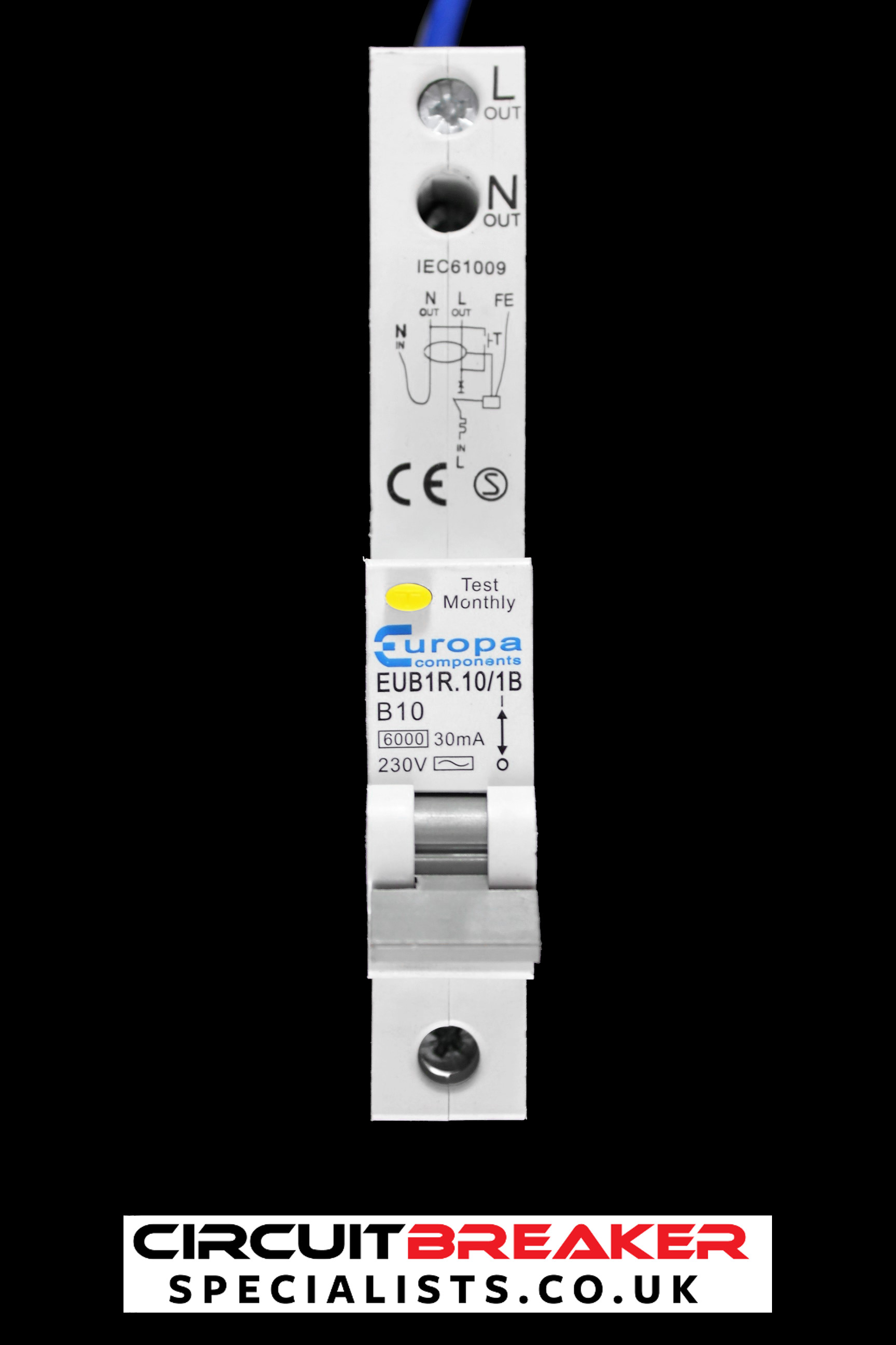 EUROPA 10 AMP CURVE B 6kA 30mA RCBO TYPE AC EUB1R.10/1B