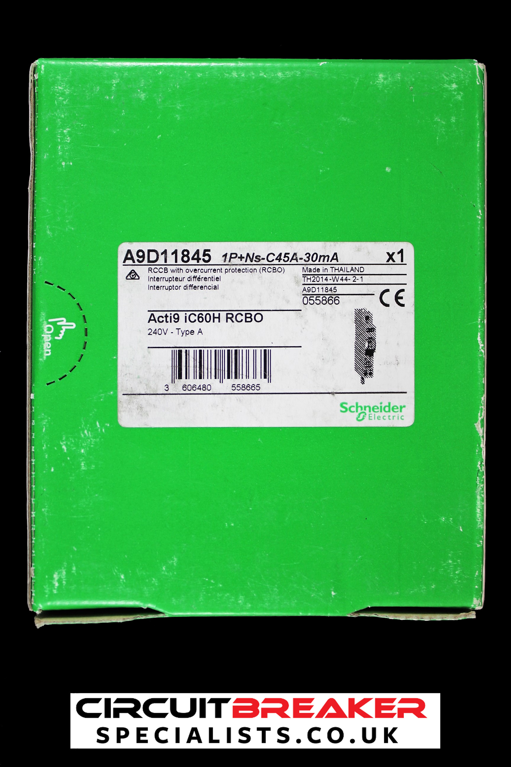 SCHNEIDER 45 AMP CURVE C 10kA 30mA RCBO TYPE A IC60H A9D11845