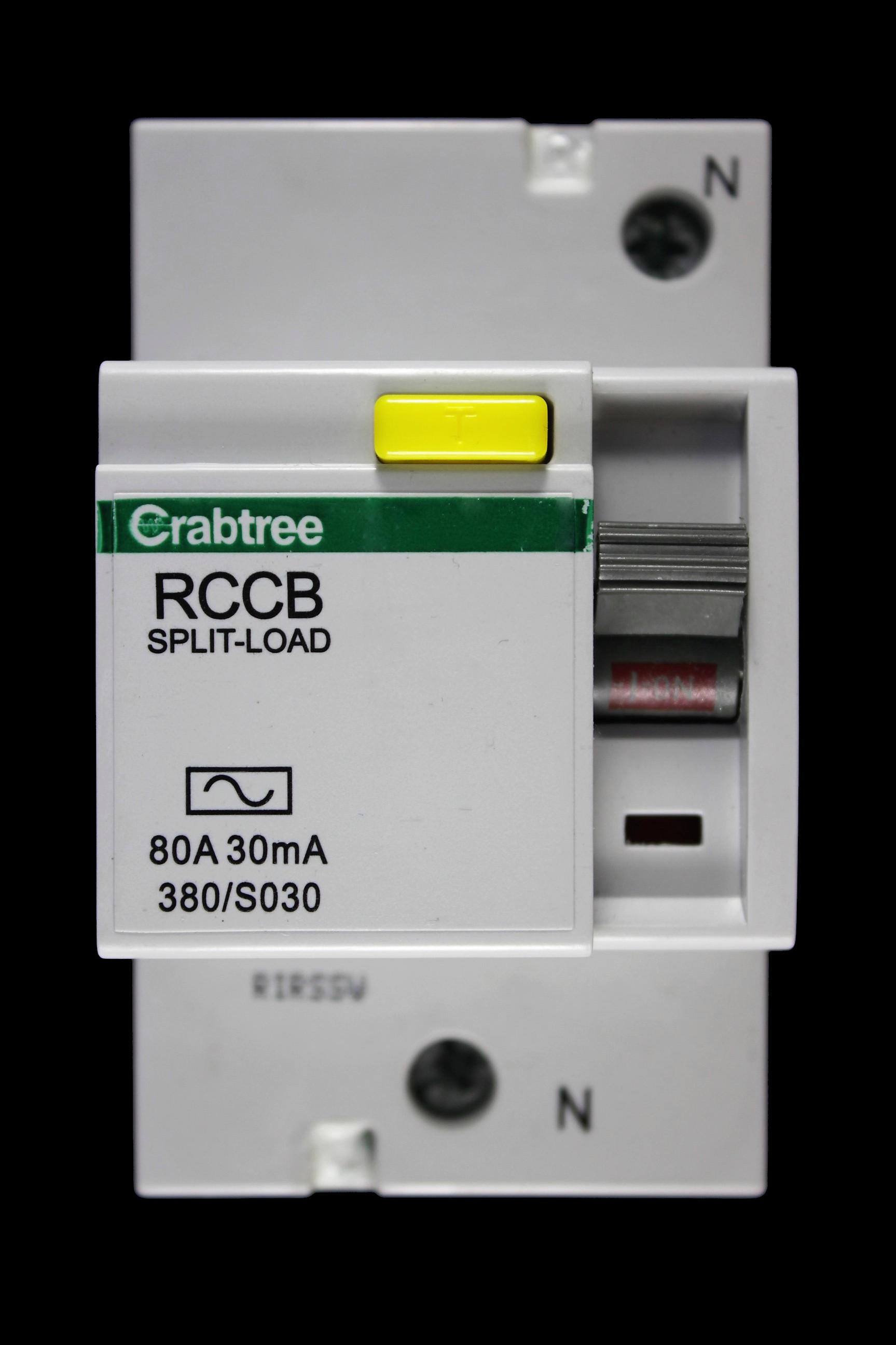 CRABTREE 80 AMP 30mA DOUBLE POLE RCCB TYPE AC STARBREAKER SPLIT LOAD 380/S030