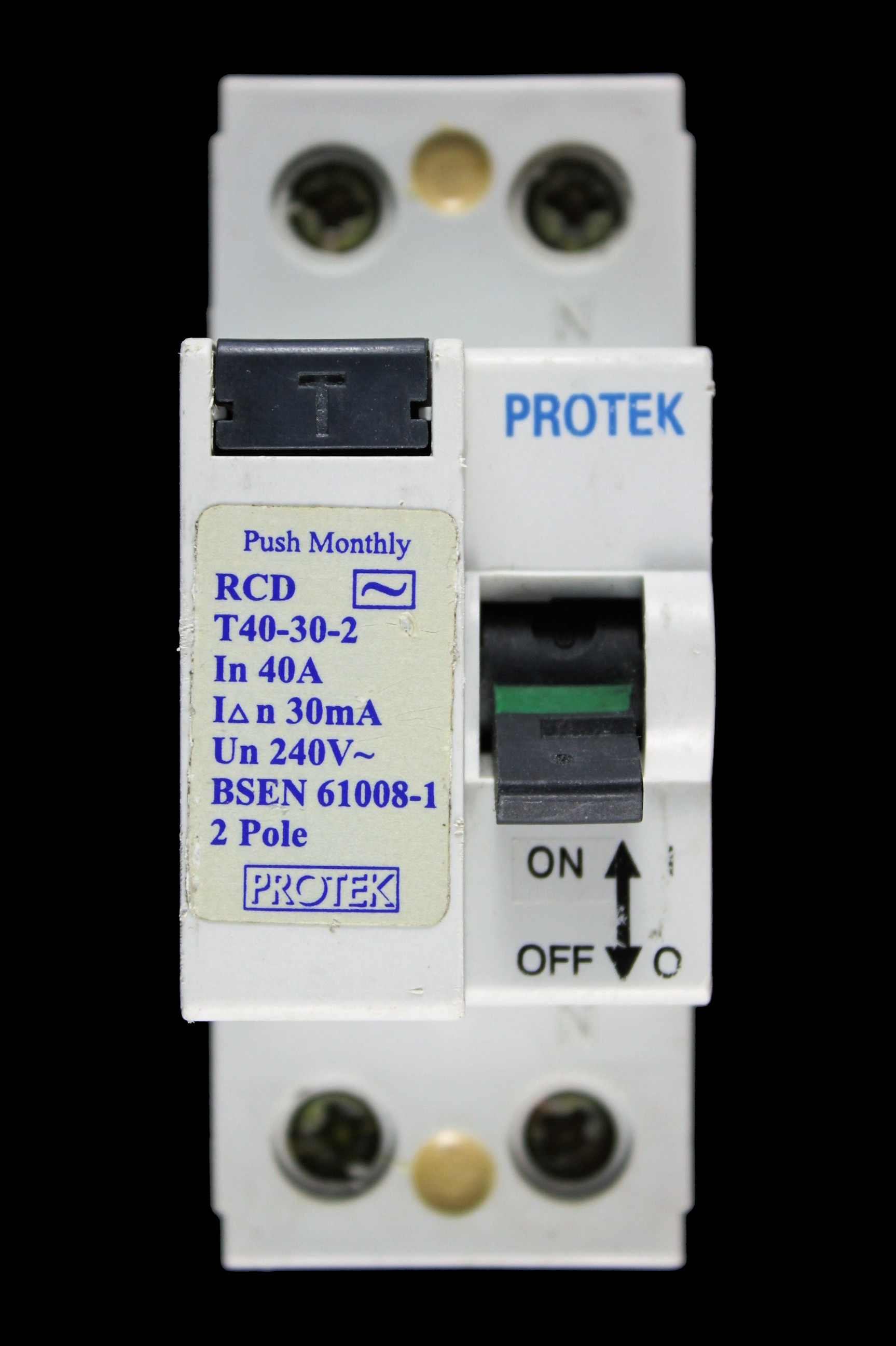 PROTEK 40 AMP 30mA DOUBLE POLE RCD T40-30-2