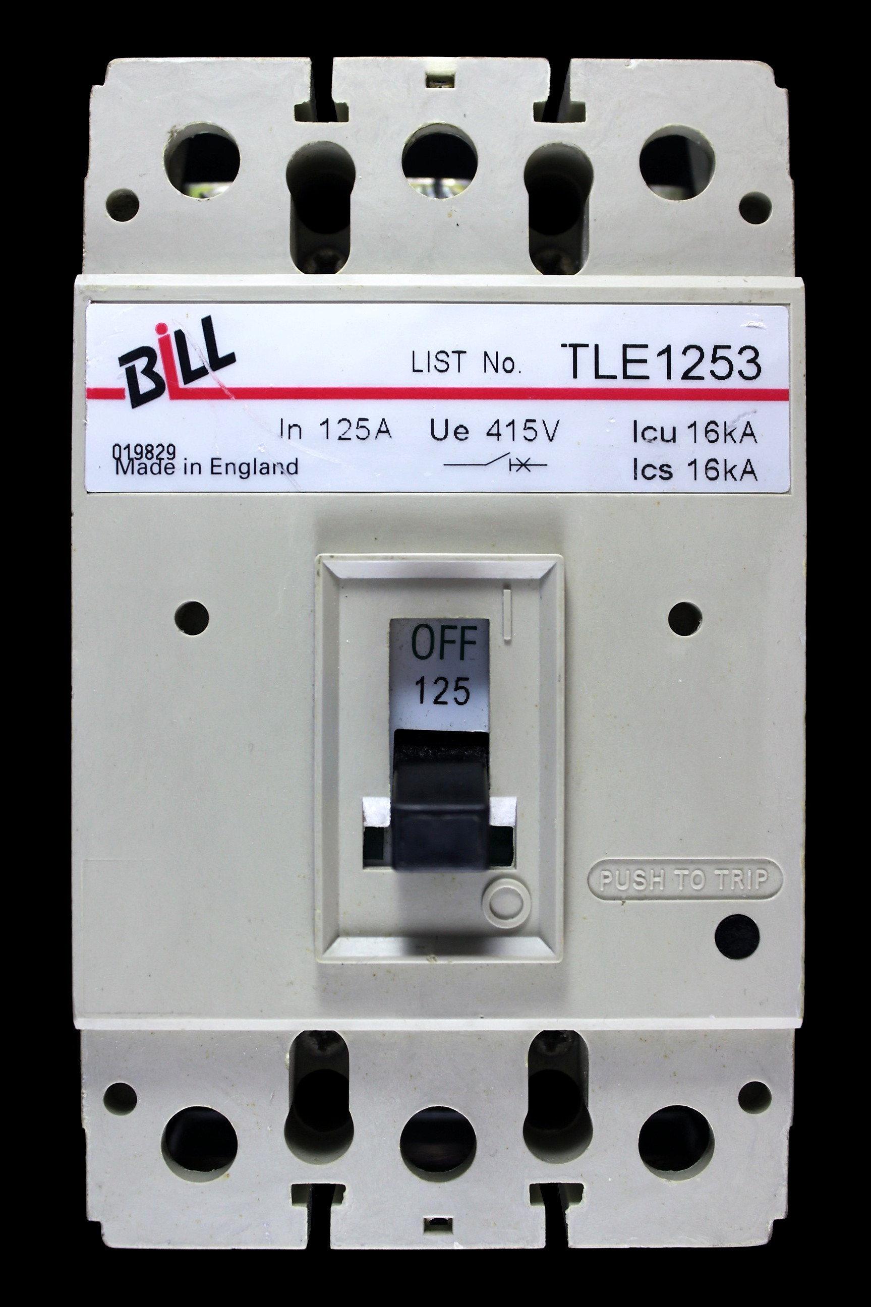 BILL 125 AMP 16kA TRIPLE POLE MCCB TLE1253 MEL1253