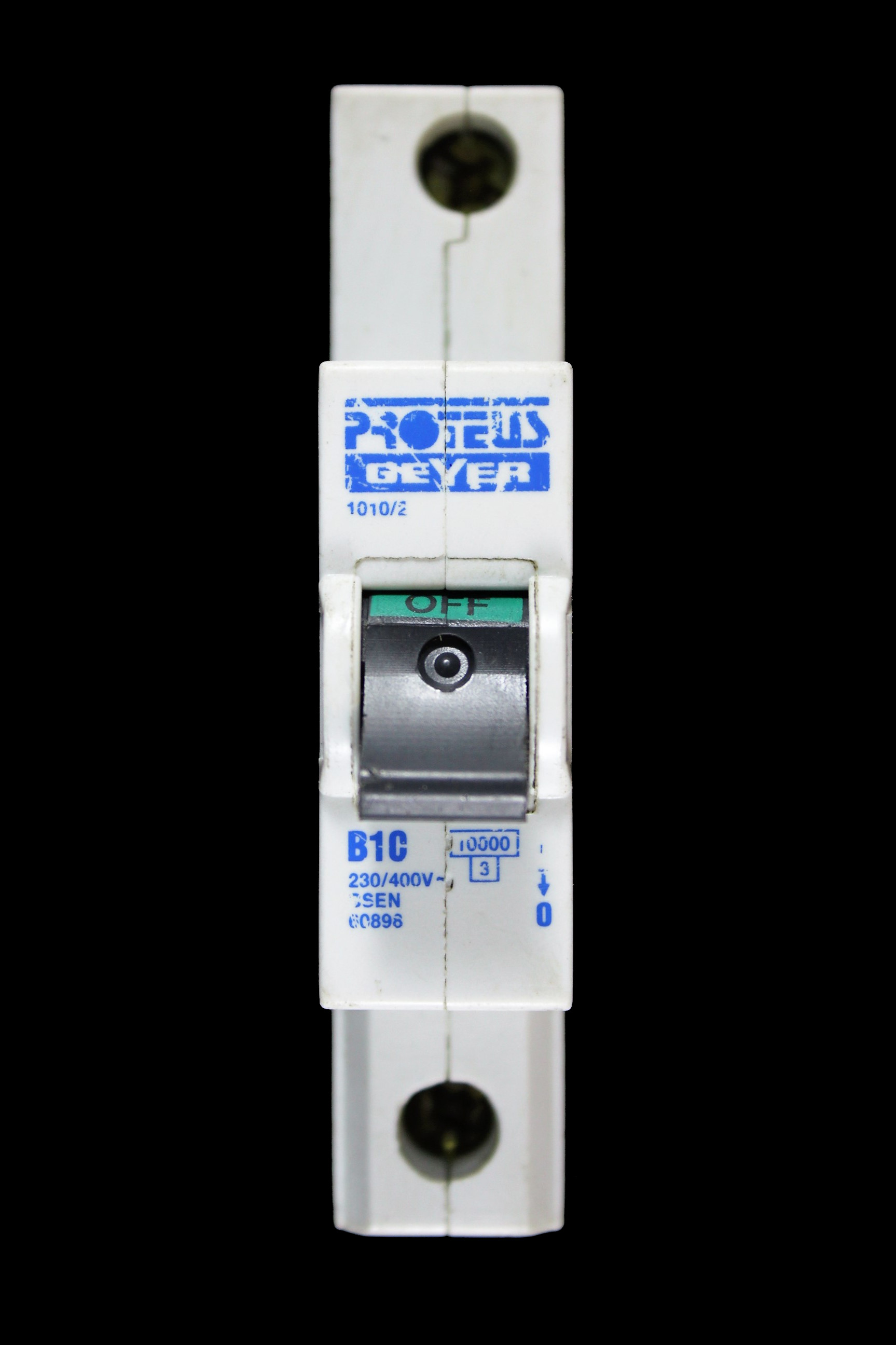 PROTEUS 10 AMP CURVE B 10kA MCB CIRCUIT BREAKER GEYER 1010/2 BLACK CLIP