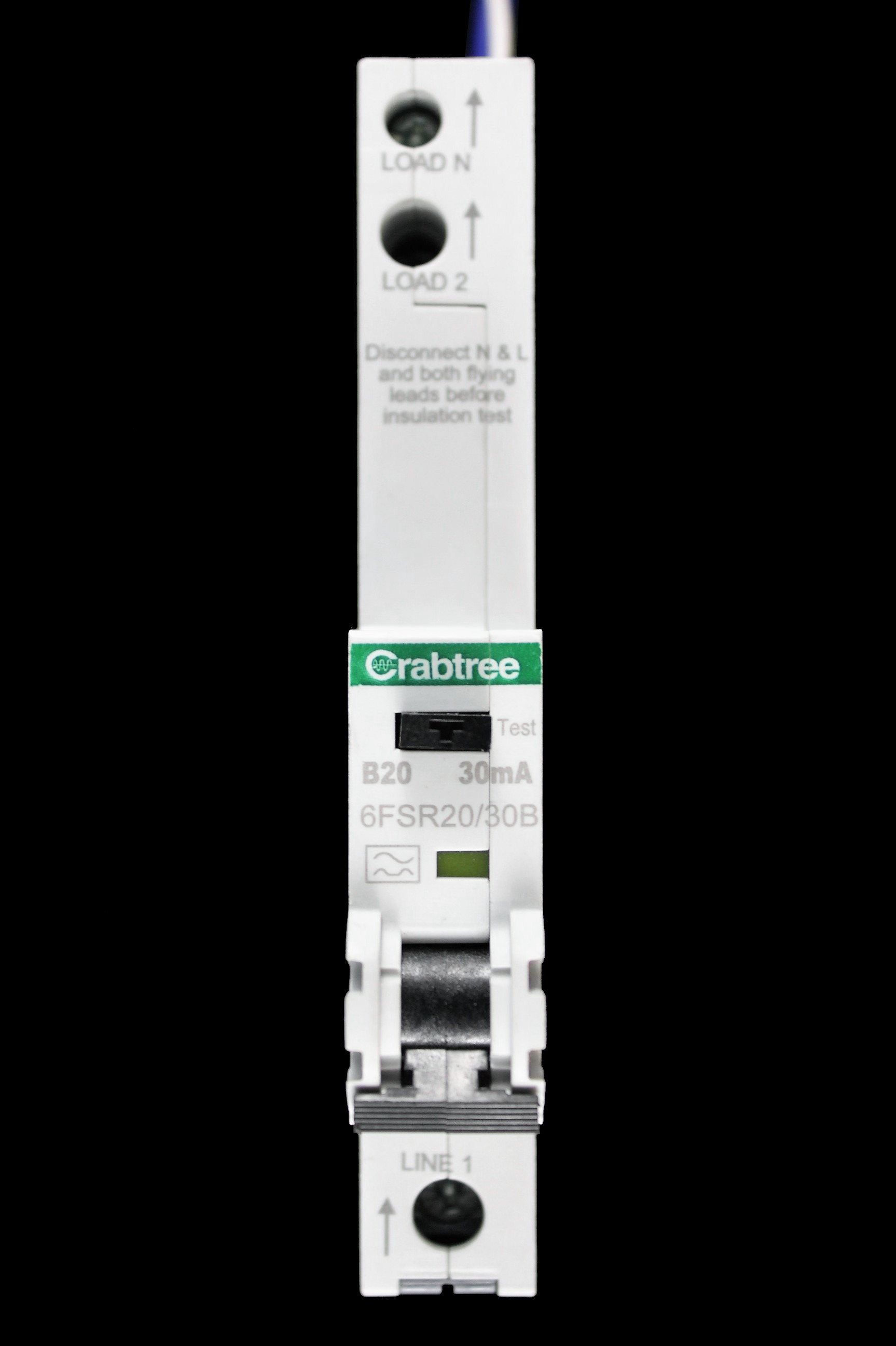 CRABTREE 20 AMP CURVE B 6kA 30mA RCBO TYPE A 6FSR20/30B LOADSTAR