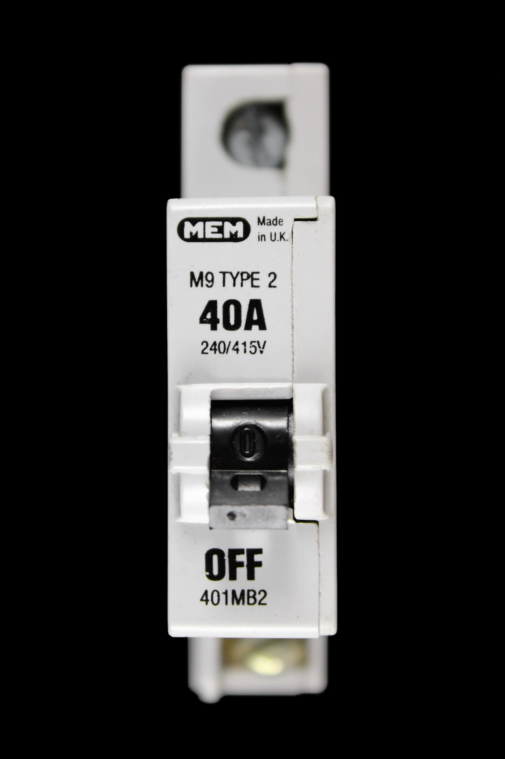 MEM 40 AMP TYPE 2 M9 MCB CIRCUIT BREAKER 401MB2 GREY