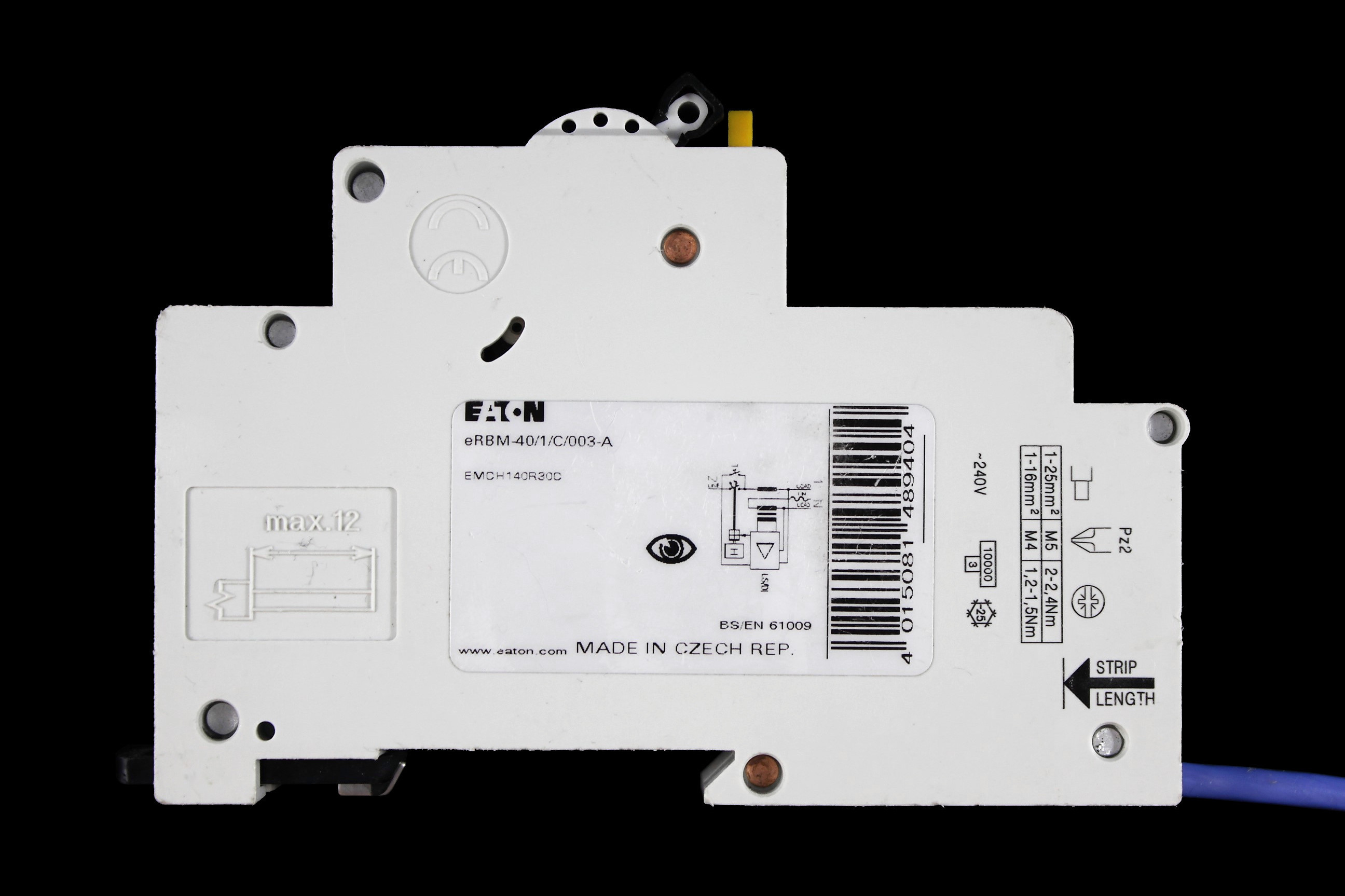 EATON 40 AMP CURVE C 10kA 30mA RCBO TYPE A EMCH140R30C ERBM-40/1/C/003