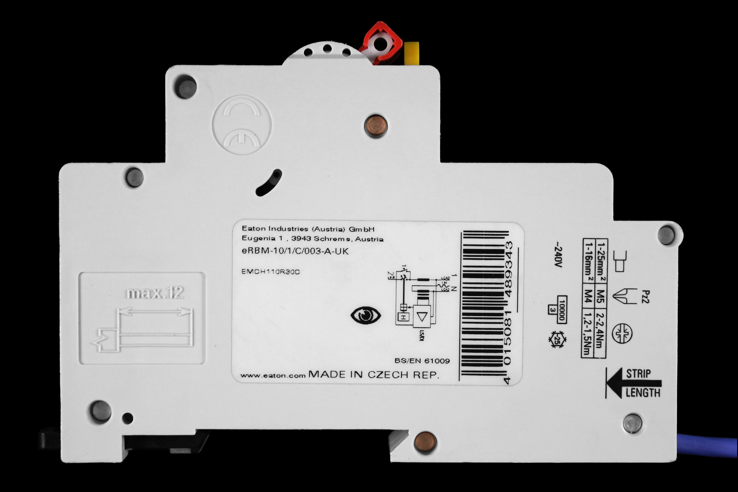 EATON 10 AMP CURVE C 10kA 30mA RCBO TYPE A ERBM-10/1/C/003 EMCH110R30C