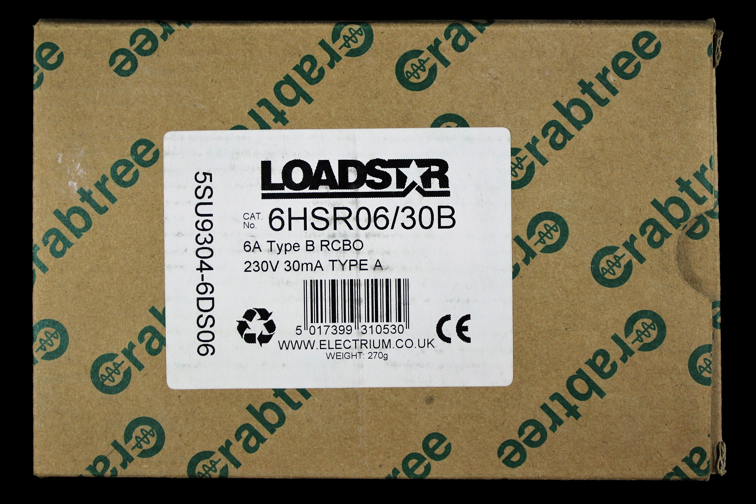 CRABTREE 6 AMP CURVE B 10kA 30mA RCBO TYPE A LOADSTAR 6HSR06/30B